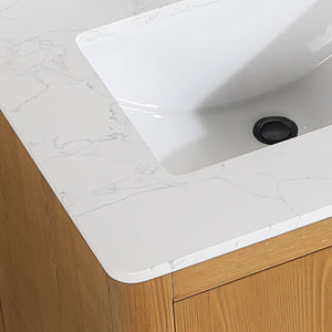 Perla 60" Double Bathroom Vanity with Grain White Composite Stone Countertop