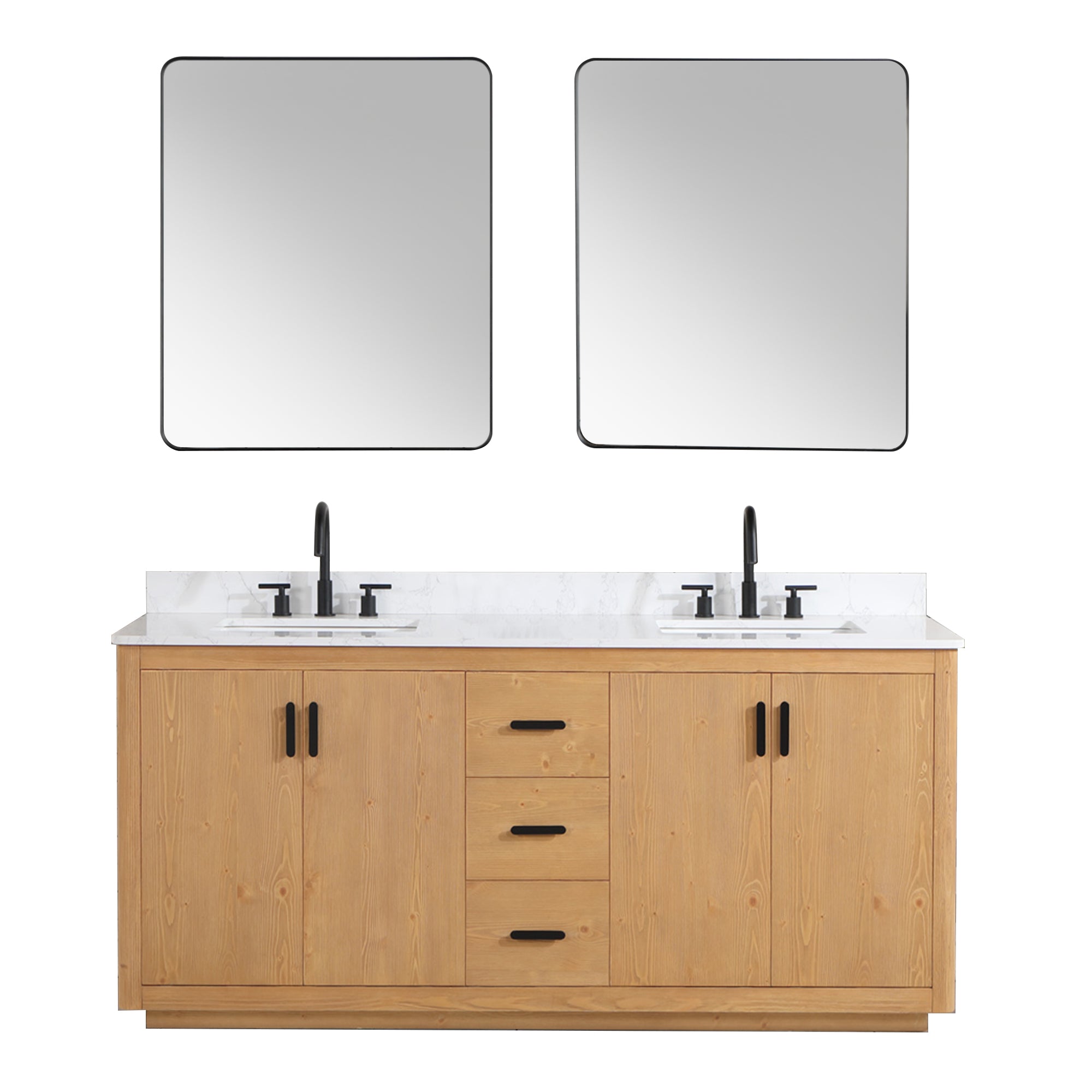 Perla 72" Double Bathroom Vanity with Grain White Composite Stone Countertop
