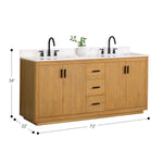 Load image into Gallery viewer, Perla 72&quot; Double Bathroom Vanity with Grain White Composite Stone Countertop
