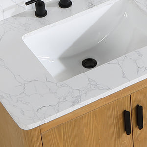 Perla 72" Double Bathroom Vanity with Grain White Composite Stone Countertop