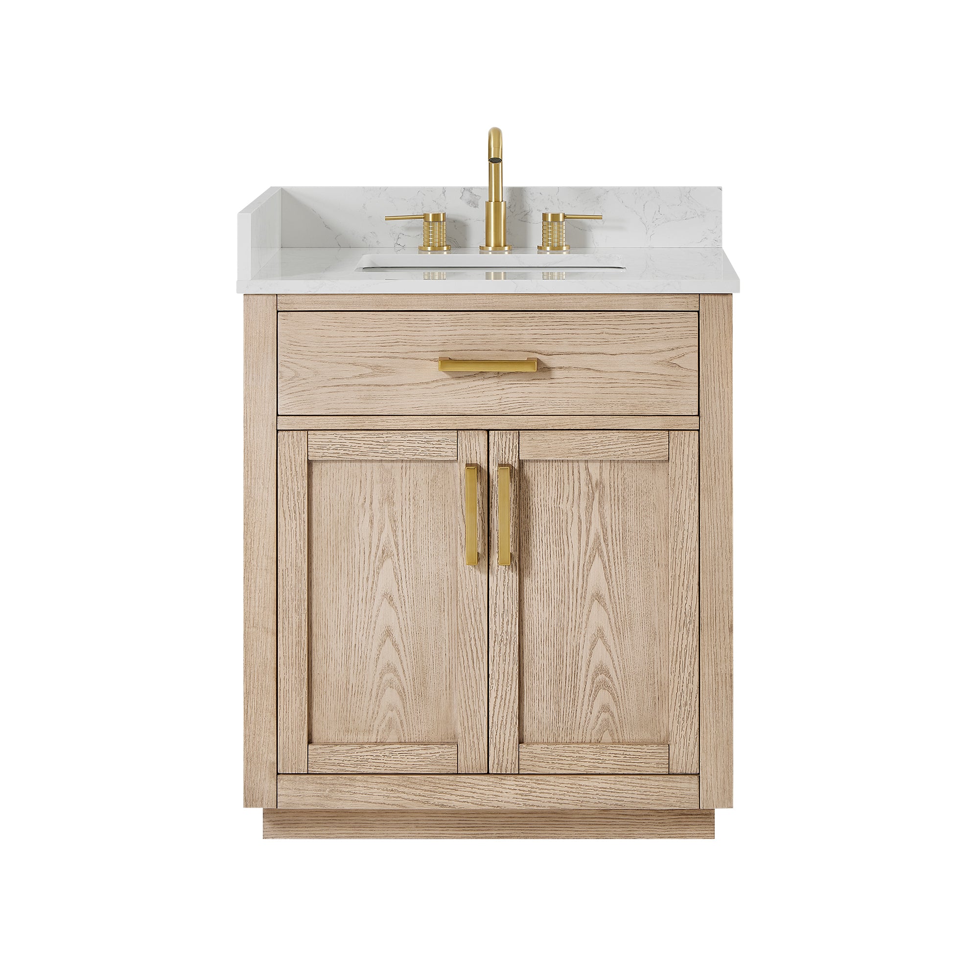 Gavino 30" Single Bathroom Vanity with Grain White Engineered Stone Countertop