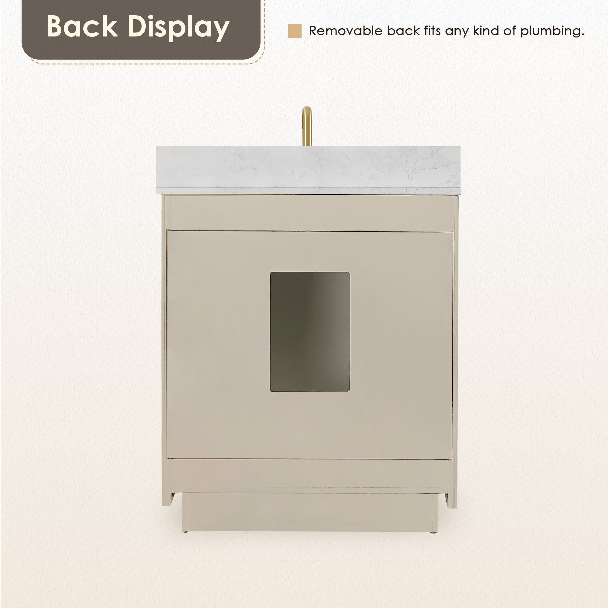Gavino 30" Single Bathroom Vanity with Grain White Engineered Stone Countertop