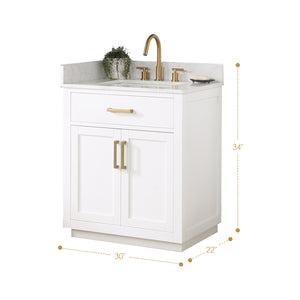 Gavino 30" Single Bathroom Vanity with Composite Stone Countertop