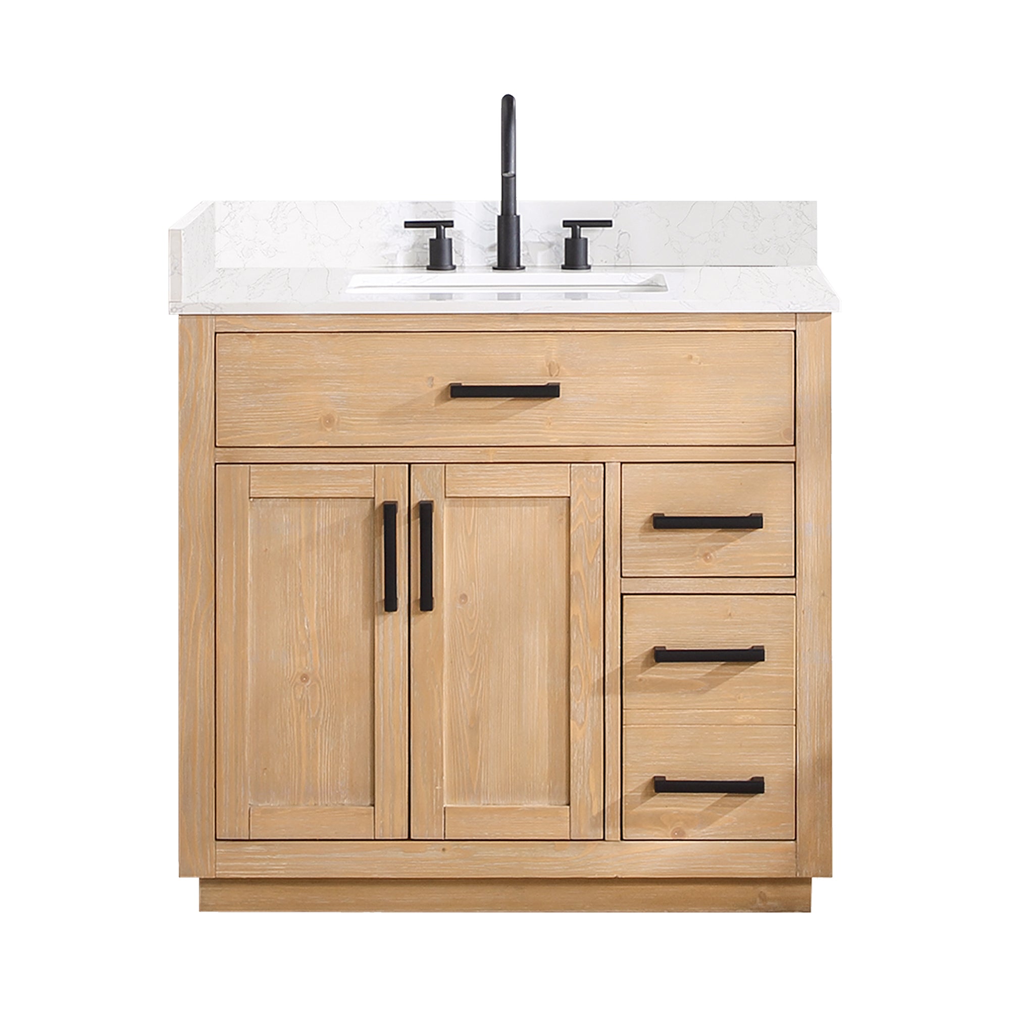 Gavino 36" Single Bathroom Vanity with Grain White Composite Stone Countertop