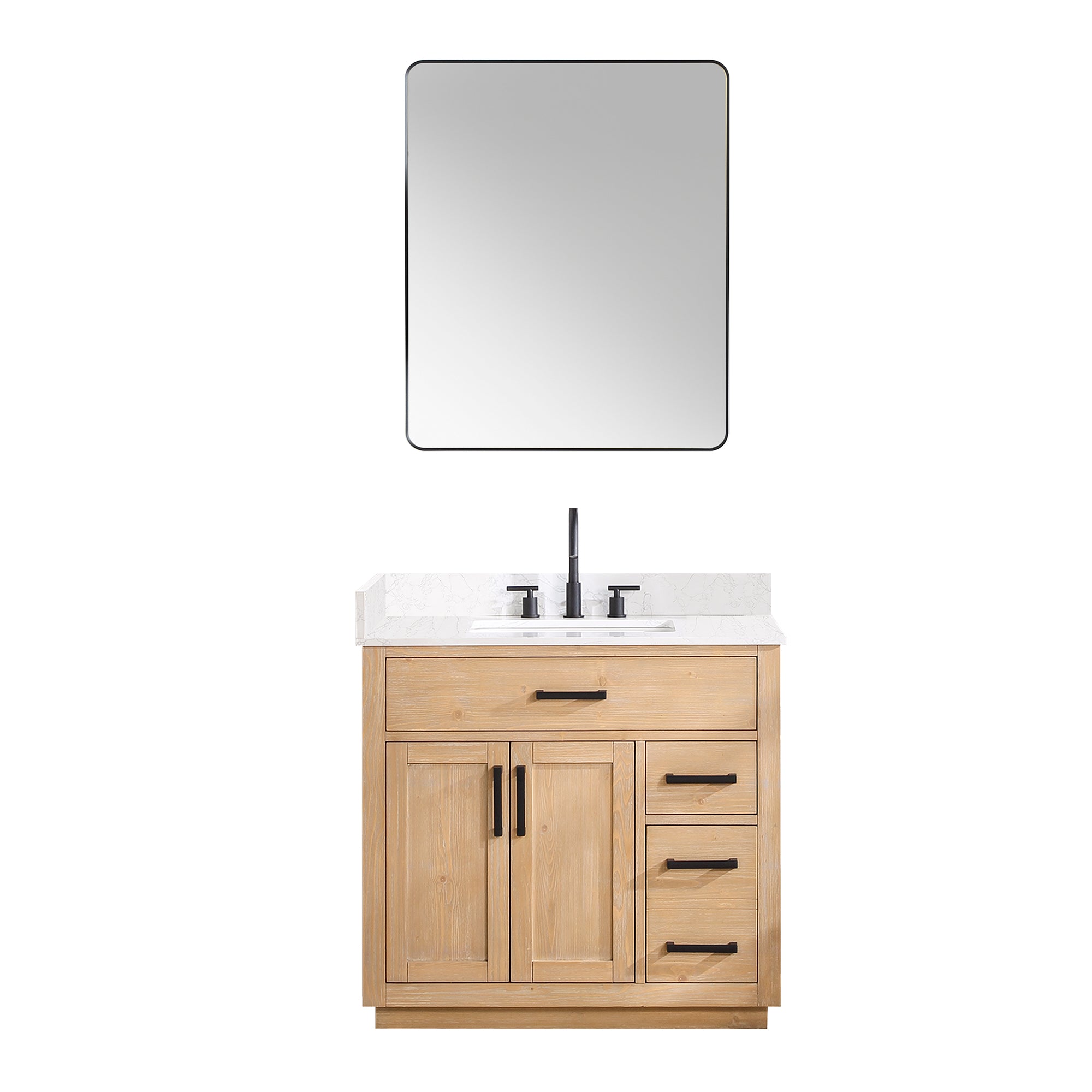 Gavino 36" Single Bathroom Vanity with Grain White Composite Stone Countertop