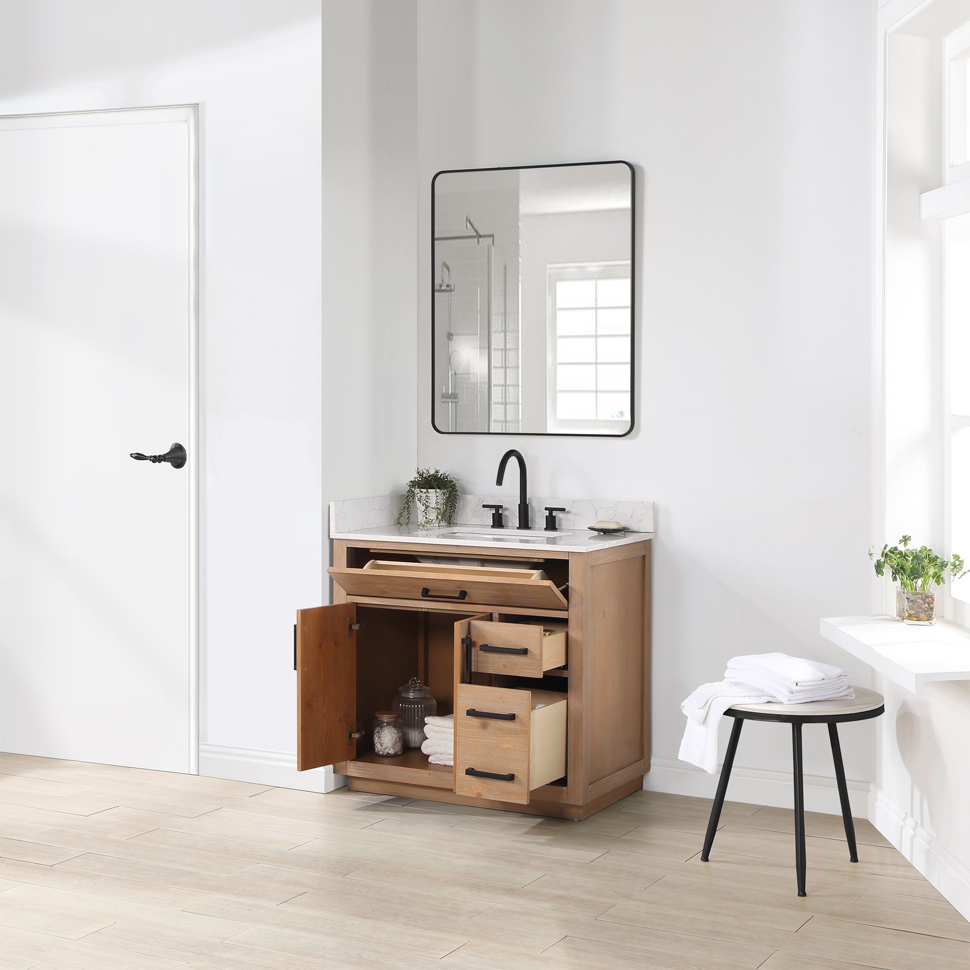 Gavino 36" Single Bathroom Vanity with Composite Stone Countertop