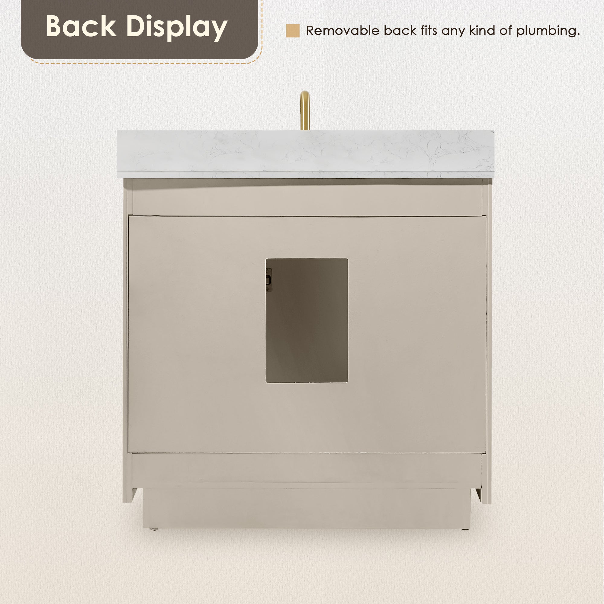 Gavino 36" Single Bathroom Vanity in Natural Ash with Grain White Engineered Stone Countertop without Mirror