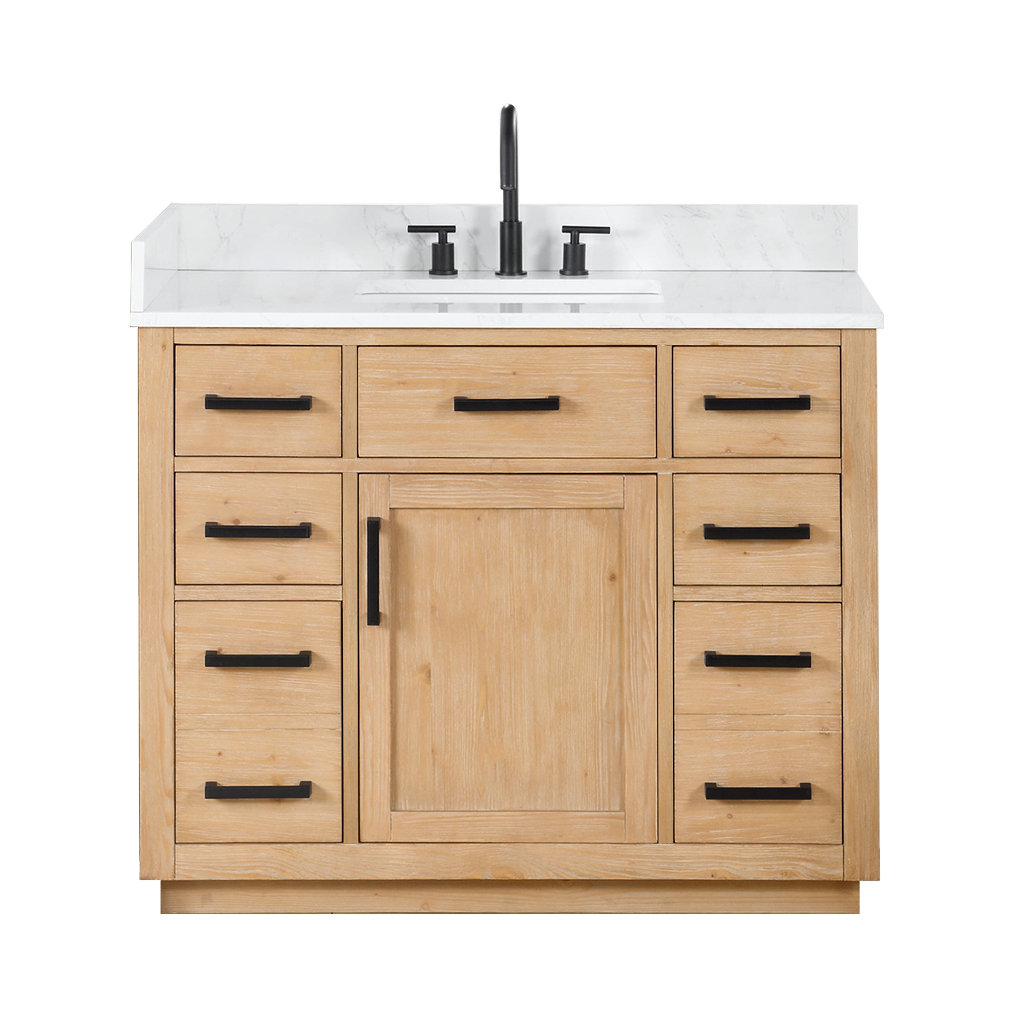 Gavino 42" Single Bathroom Vanity with Grain White Engineered Stone Countertop