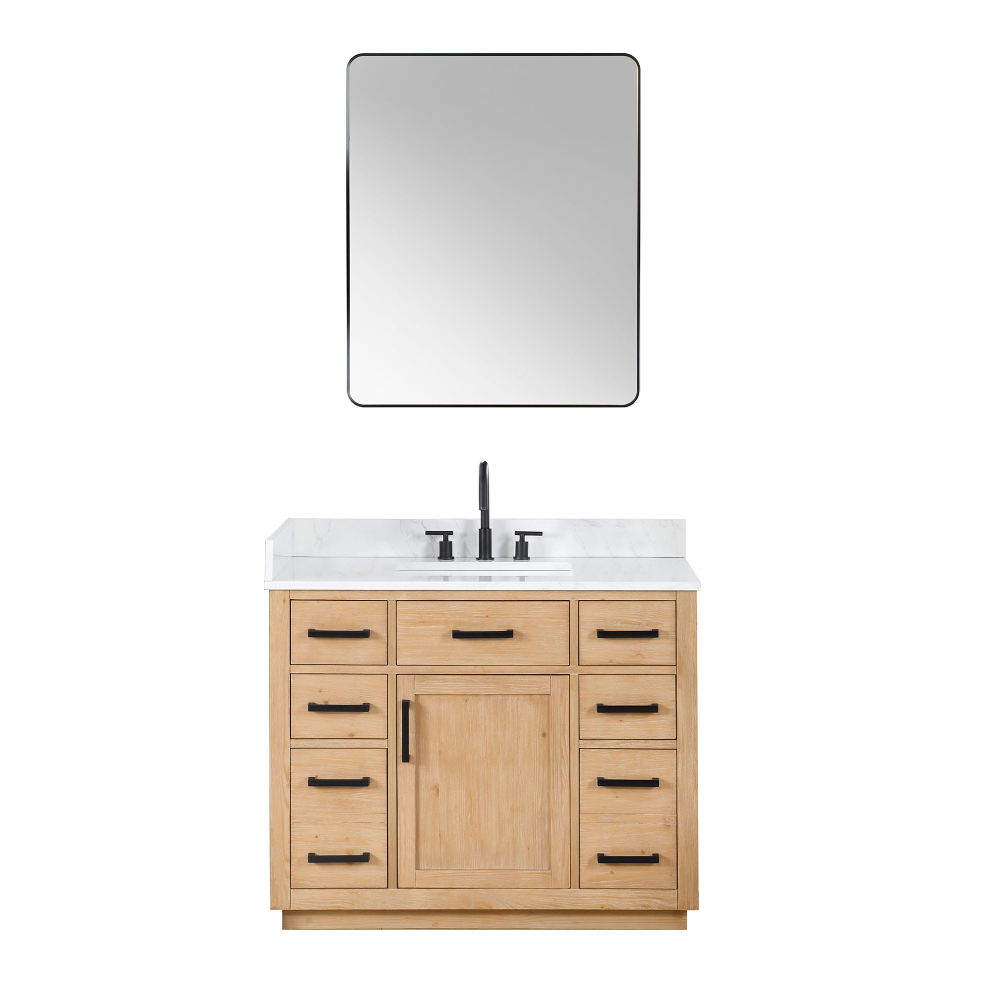 Gavino 42" Single Bathroom Vanity with Grain White Engineered Stone Countertop