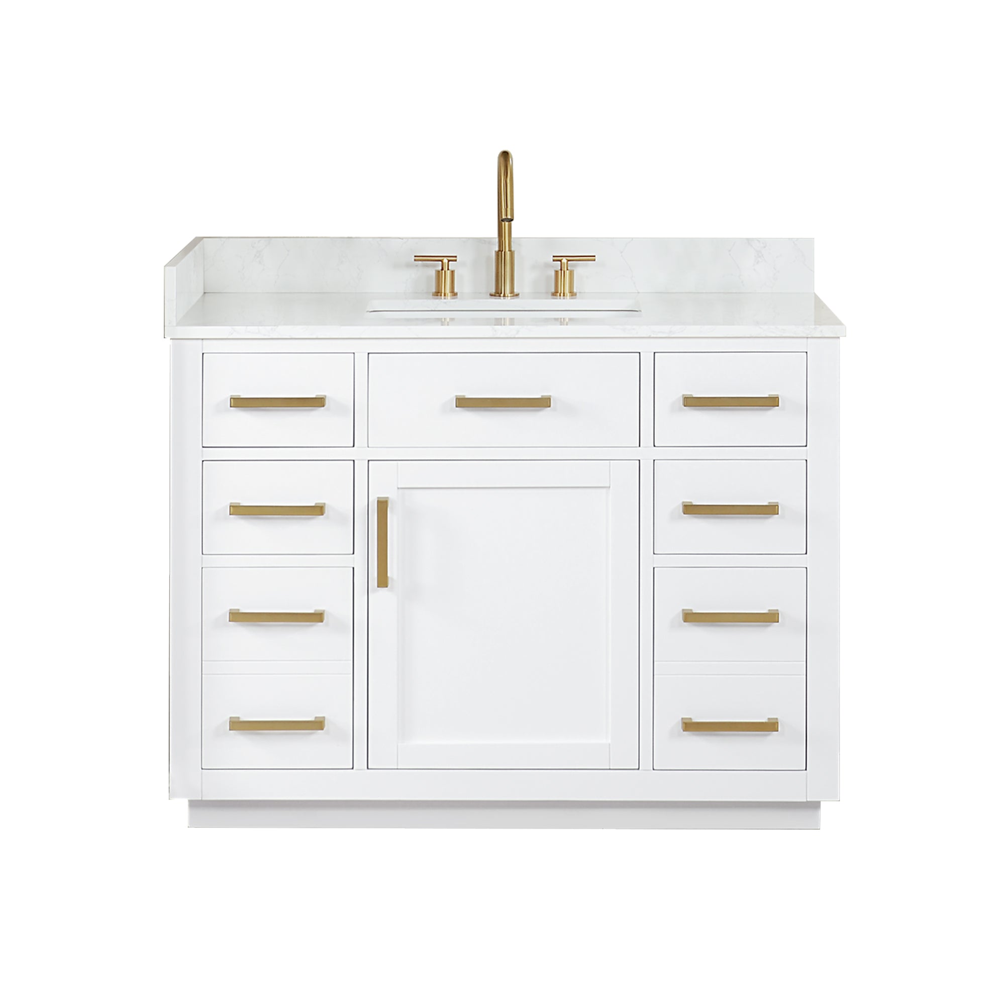 Gavino 42" Single Bathroom Vanity with Grain White Engineered Stone Countertop