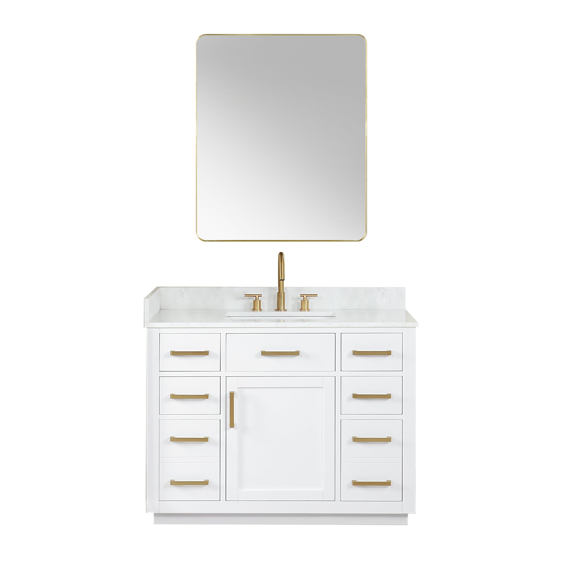 Gavino 42" Single Bathroom Vanity with Grain White Engineered Stone Countertop