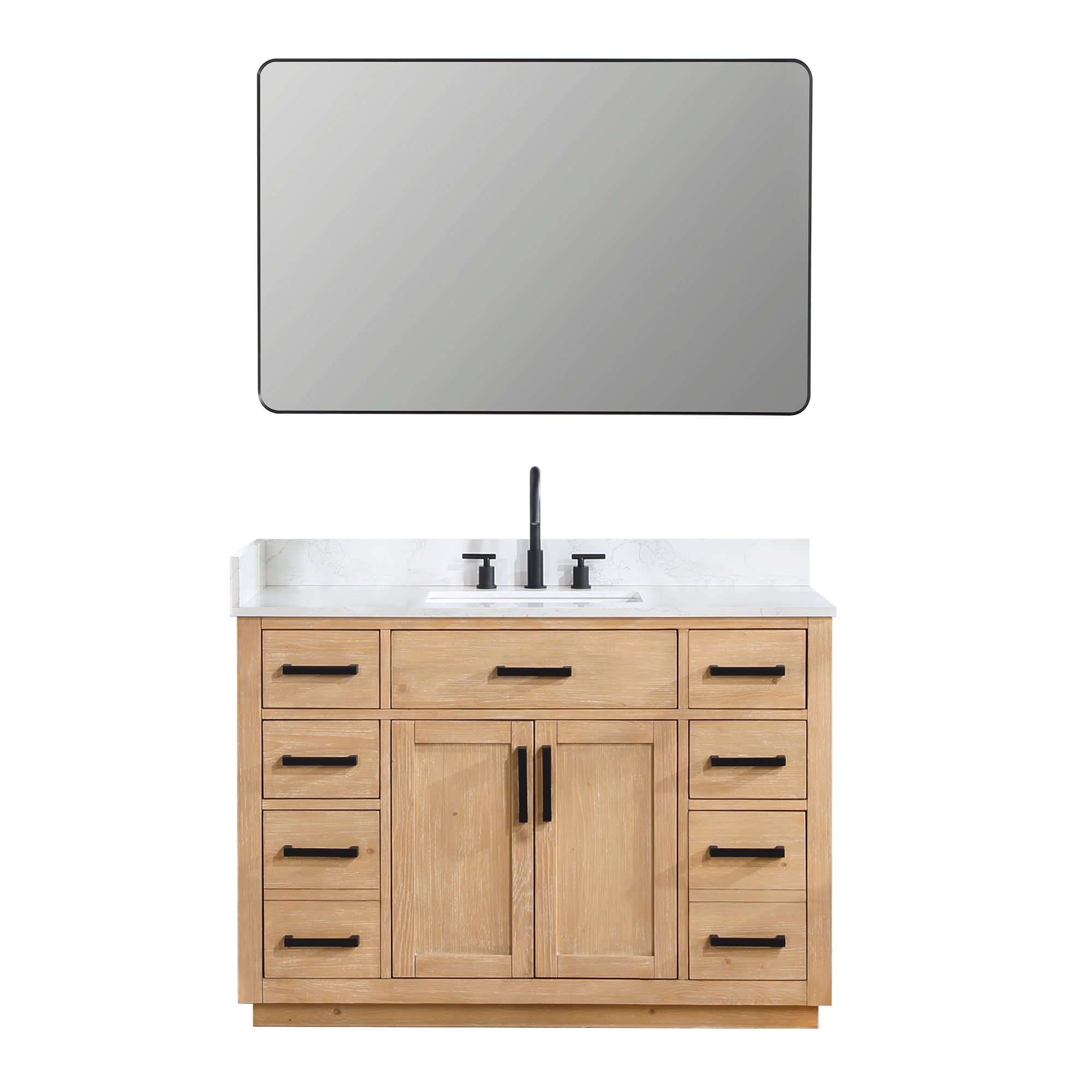 Gavino 48" Single Bathroom Vanity with Grain White Composite Stone Countertop