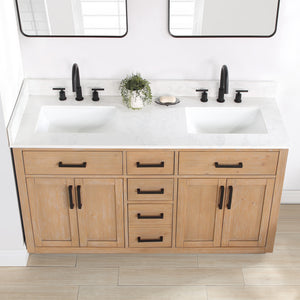 Gavino 60" Double Bathroom Vanity with Composite Stone Countertop