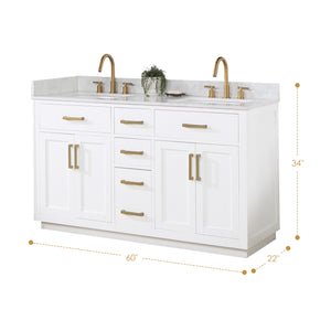 Gavino 60" Double Bathroom Vanity with Composite Stone Countertop
