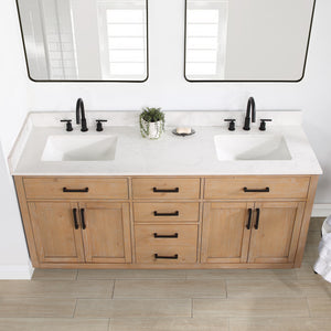 Gavino 72" Double Bathroom Vanity with Composite Stone Countertop