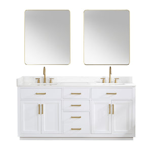 Gavino 72" Double Bathroom Vanity with Composite Stone Countertop