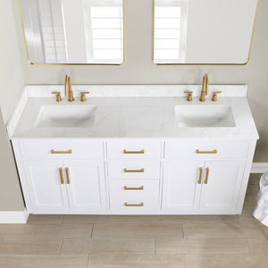Gavino 72" Double Bathroom Vanity with Composite Stone Countertop