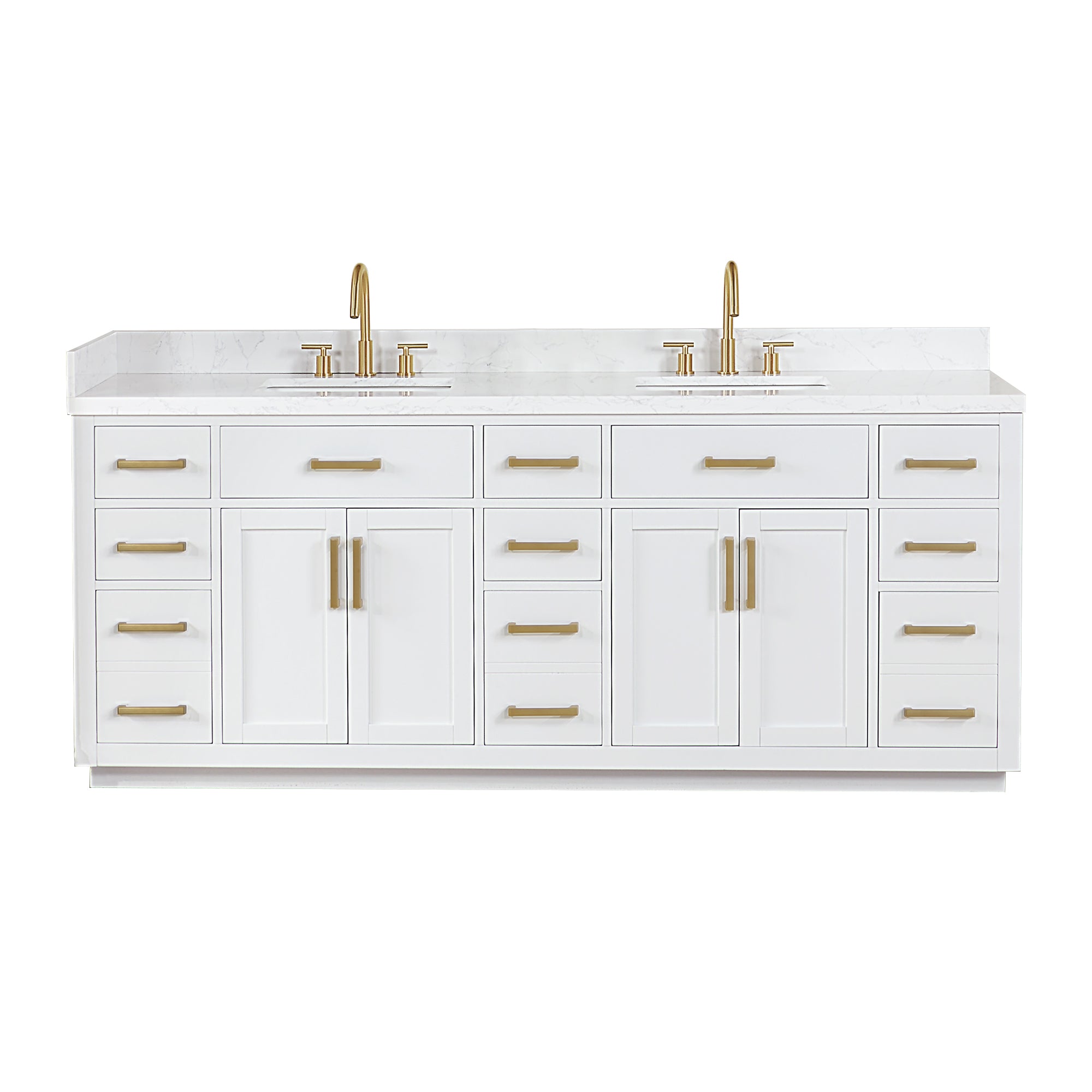 Gavino 84" Double Bathroom Vanity with Grain White Engineered Stone Countertop