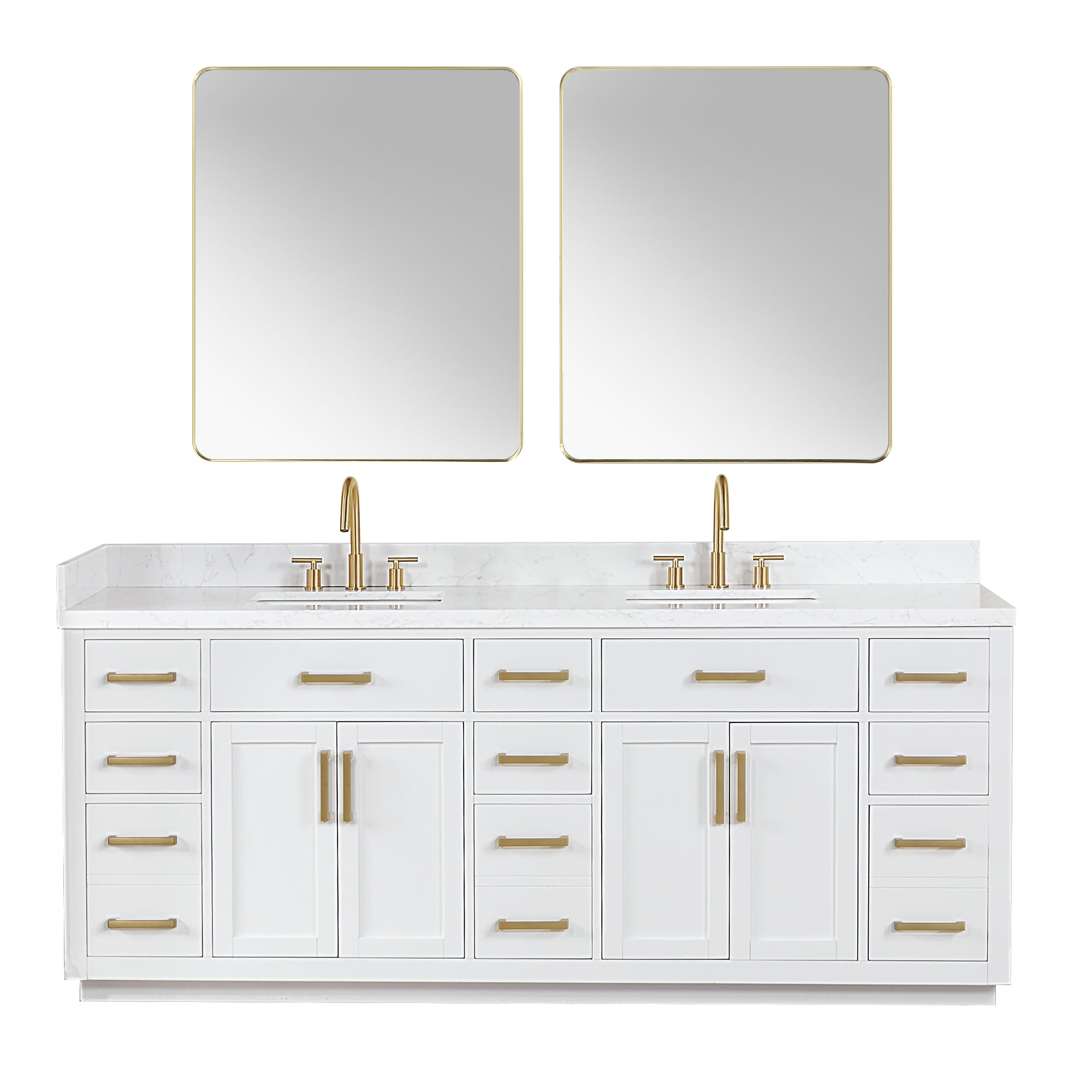 Gavino 84" Double Bathroom Vanity with Grain White Engineered Stone Countertop