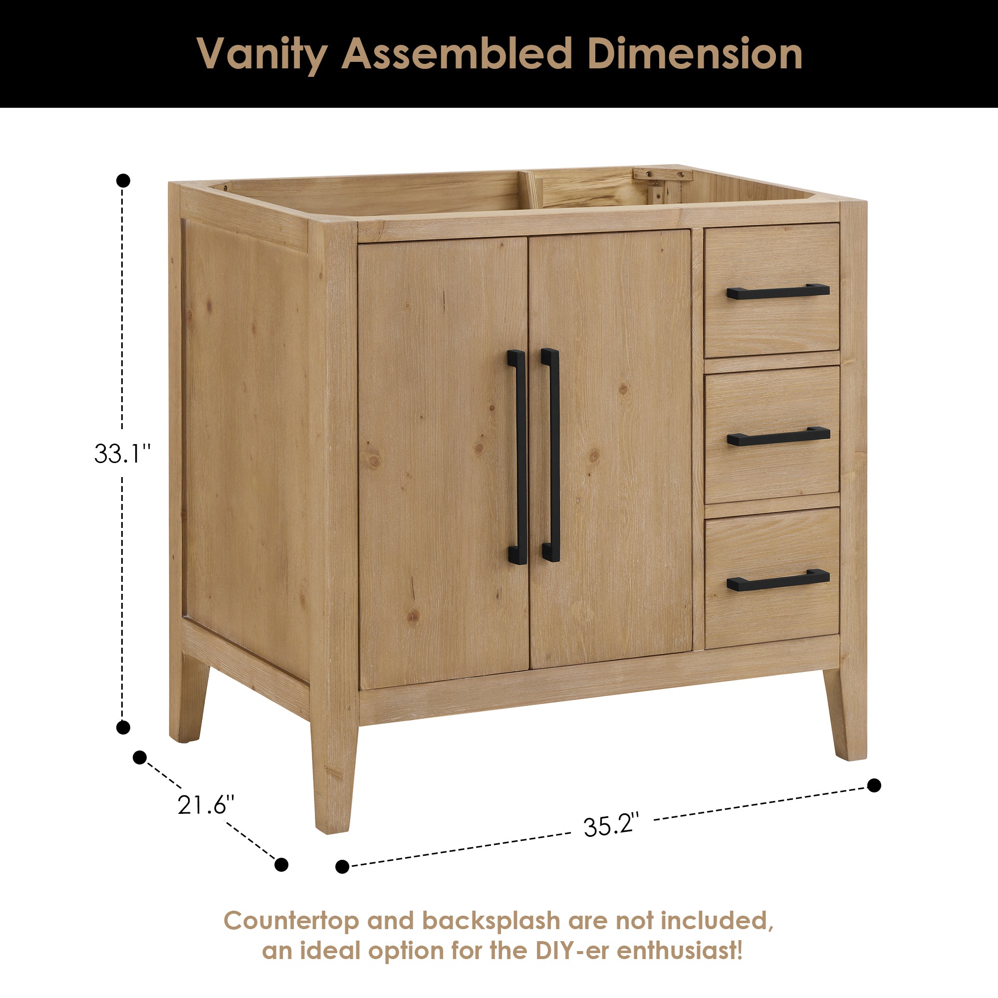 Laurel Bathroom Cabinet Vanity Base without Top and Sink, no Mirror