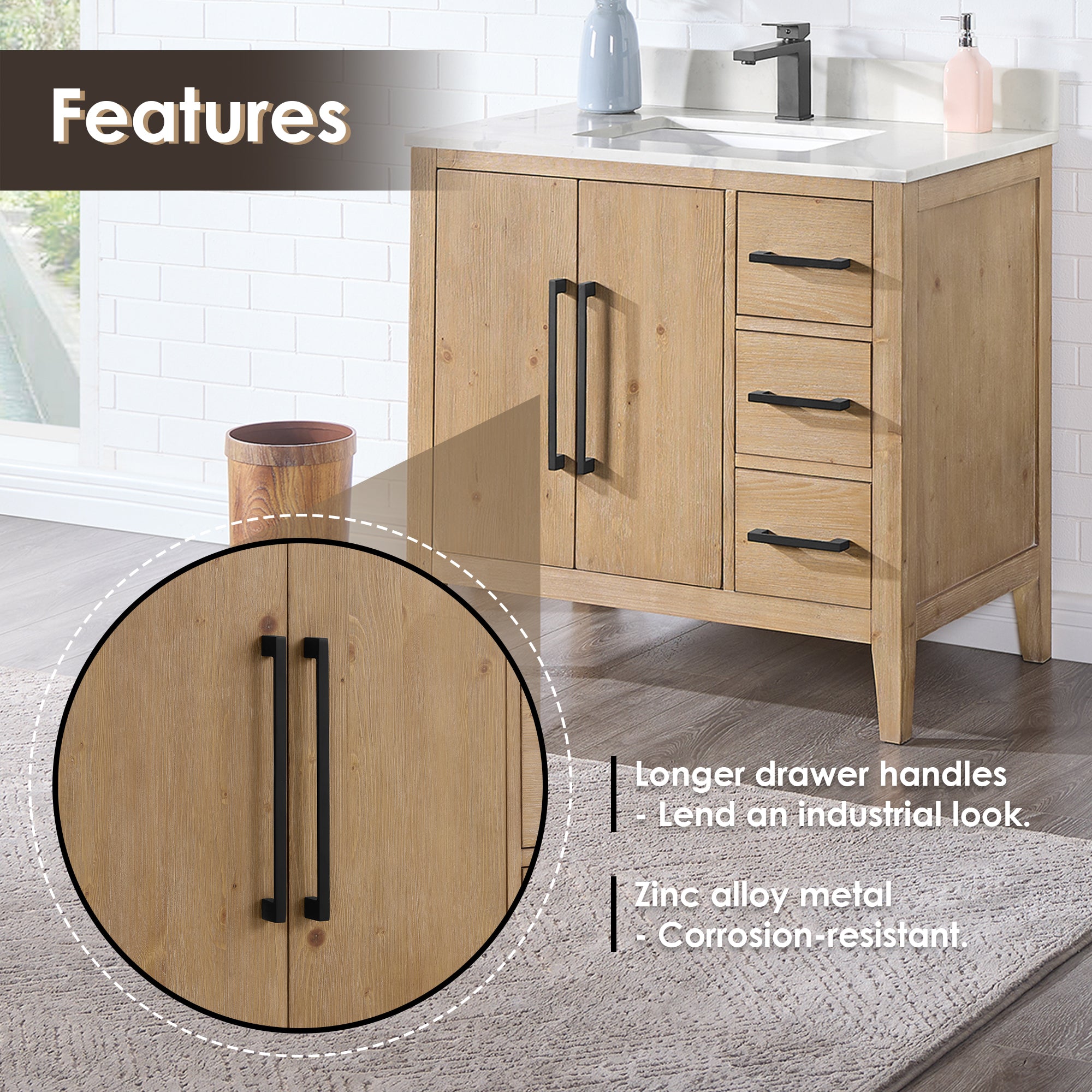 Laurel Bathroom Cabinet Vanity Base without Top and Sink, no Mirror