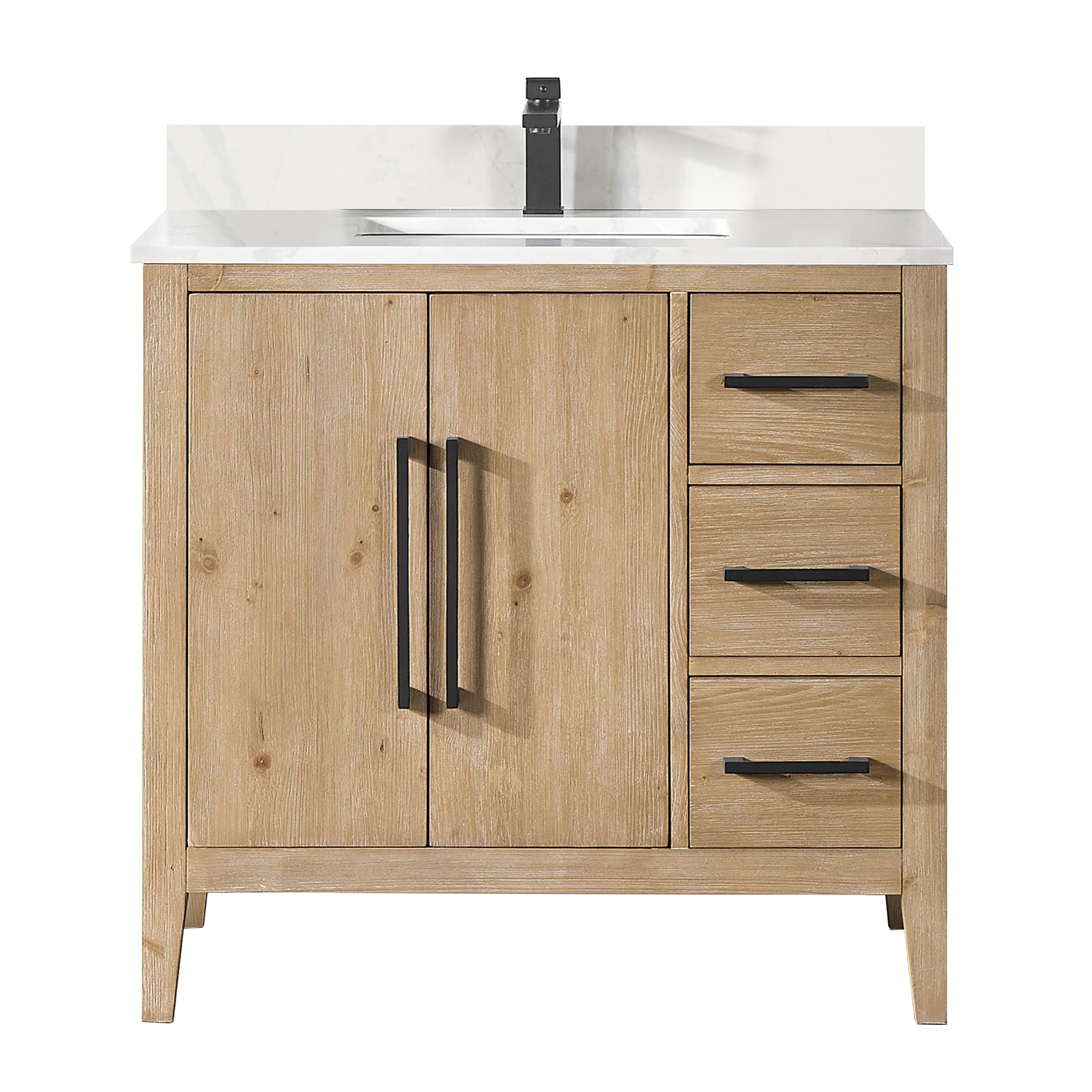 Laurel 36" Single Bathroom Vanity with Calacatta White Quartz Countertop