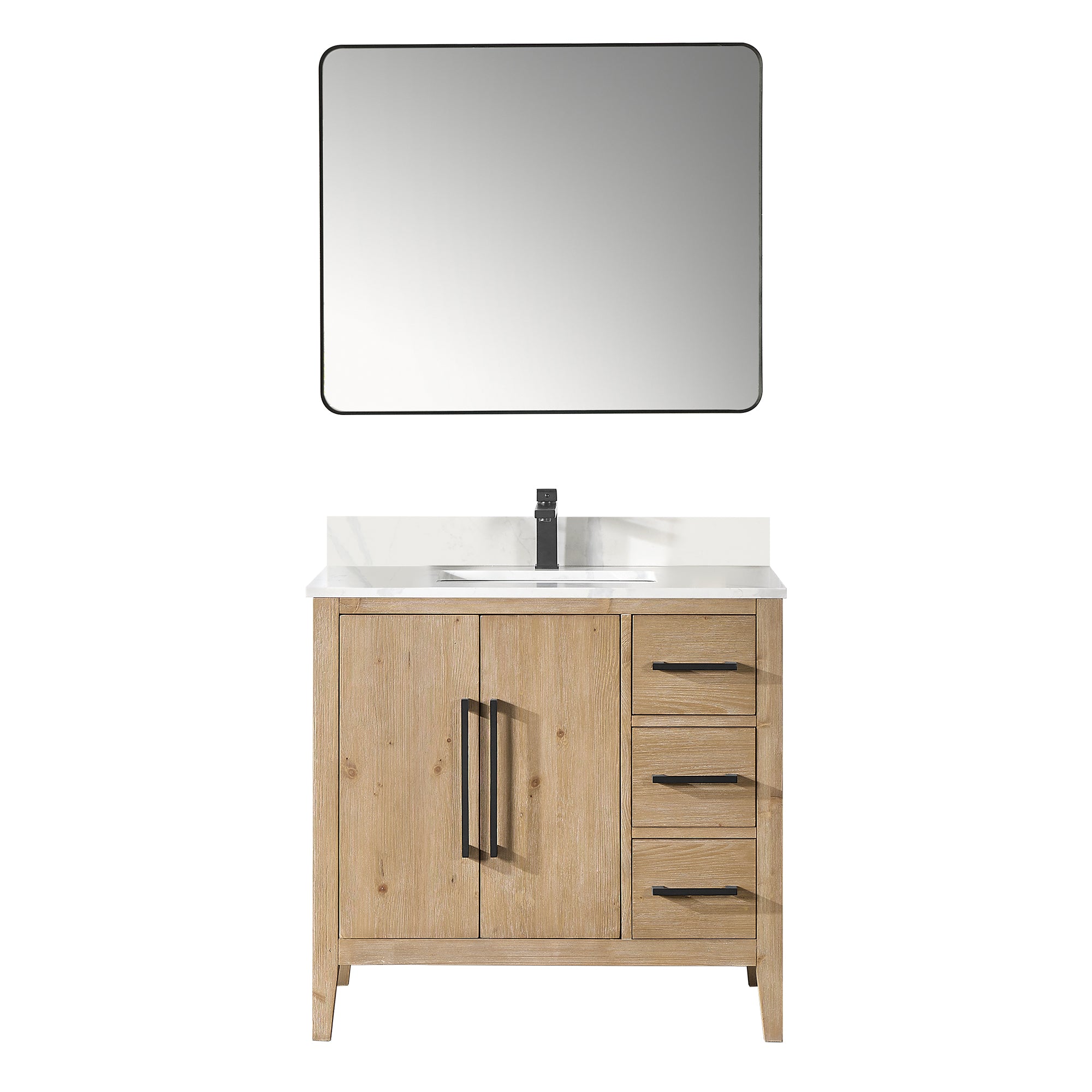 Laurel 36" Single Bathroom Vanity with Calacatta White Quartz Countertop