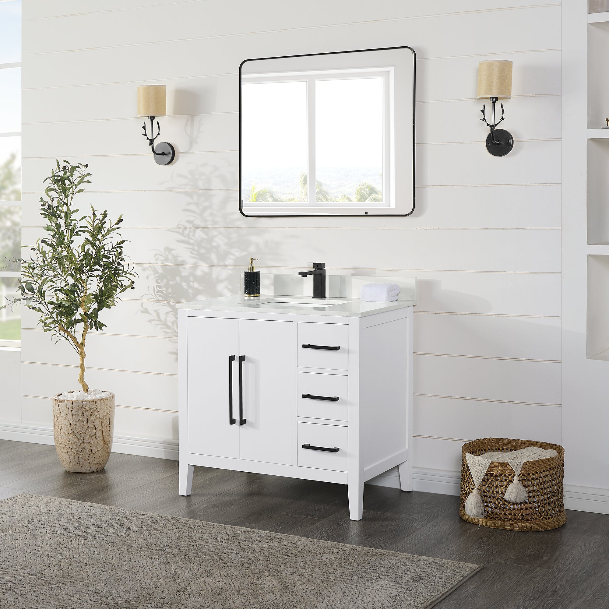 Laurel 36" Single Bathroom Vanity with Calacatta White Quartz Countertop