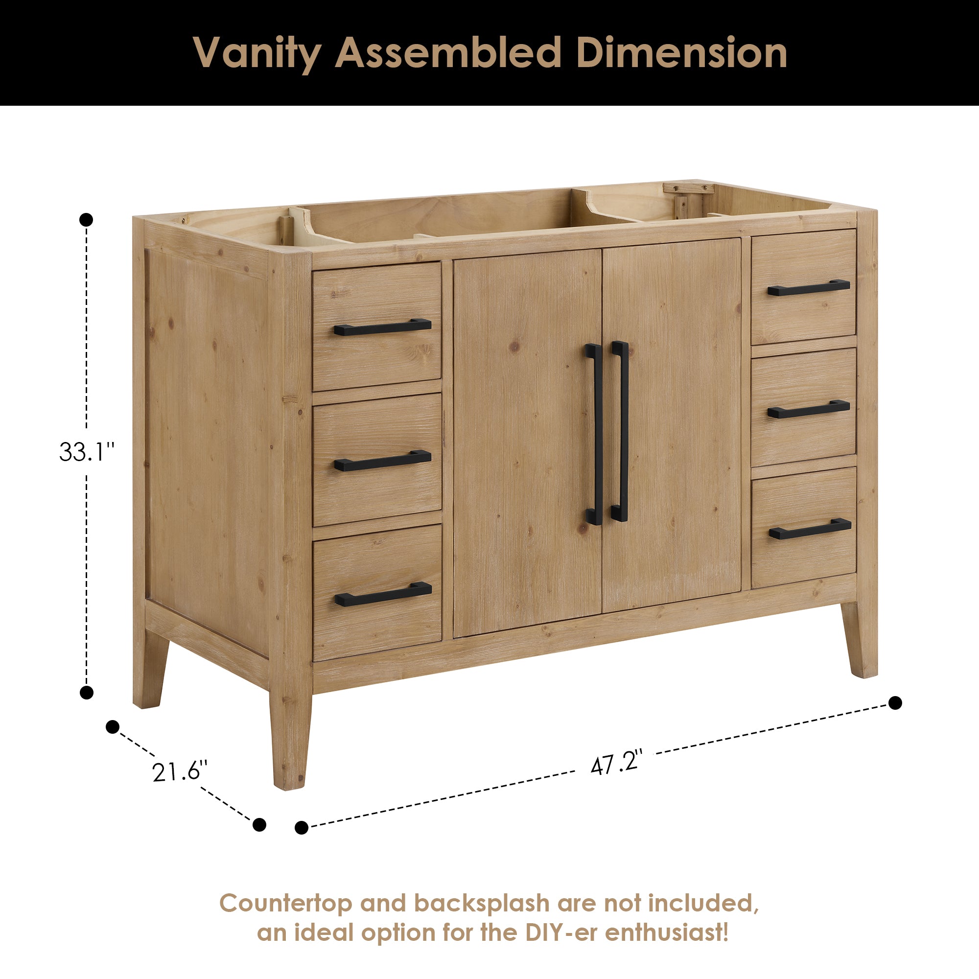Laurel Bathroom Cabinet Vanity Base without Top and Sink, no Mirror
