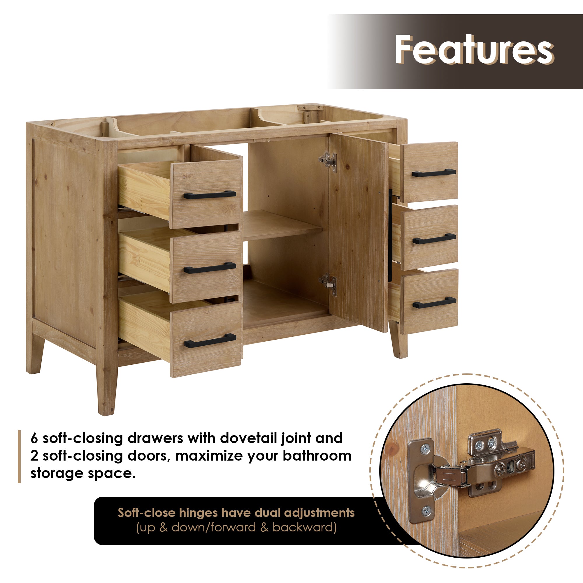 Laurel Bathroom Cabinet Vanity Base without Top and Sink, no Mirror
