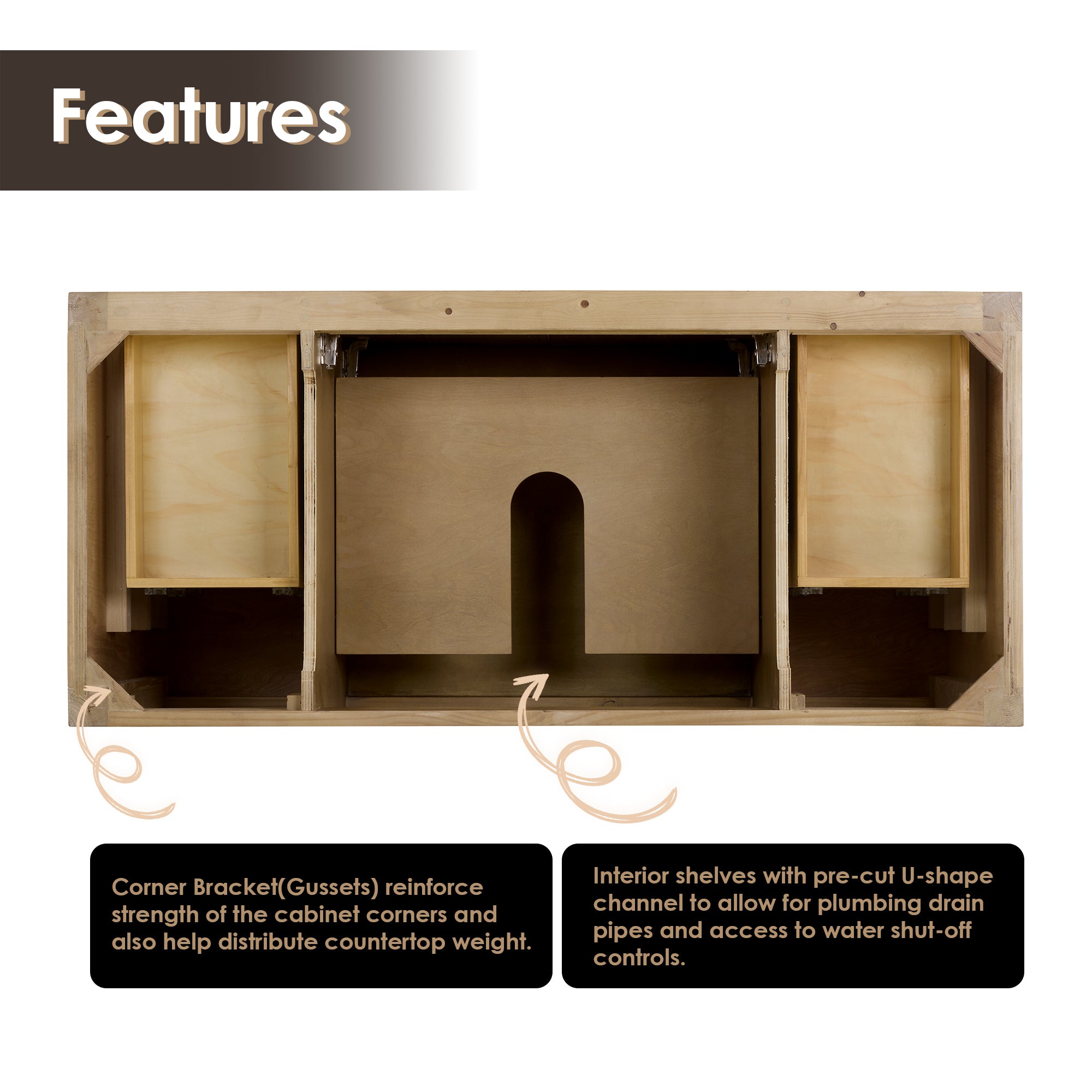Laurel Bathroom Cabinet Vanity Base without Top and Sink, no Mirror