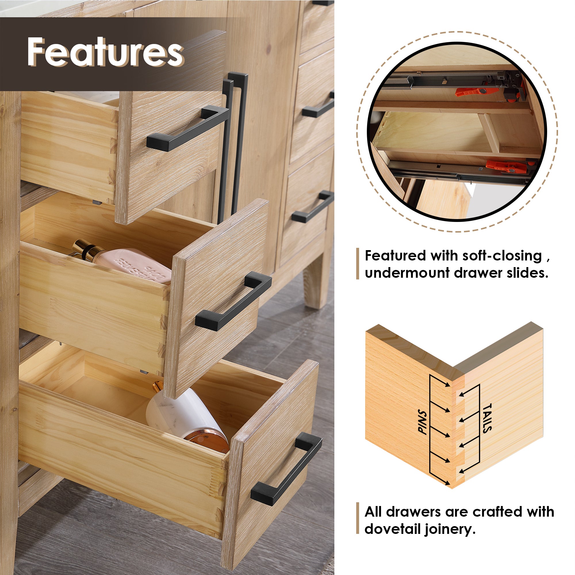 Laurel Bathroom Cabinet Vanity Base without Top and Sink, no Mirror