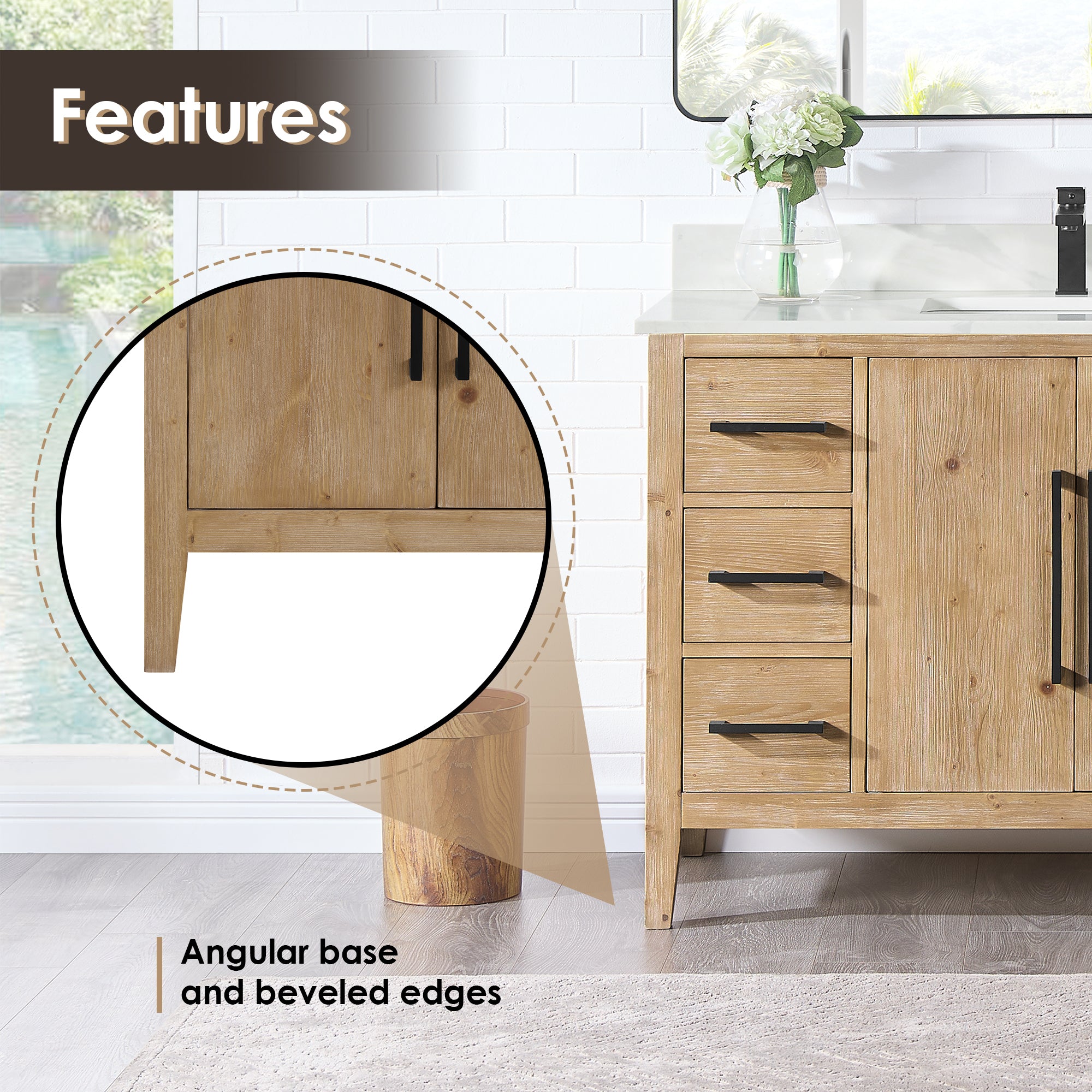 Laurel Bathroom Cabinet Vanity Base without Top and Sink, no Mirror