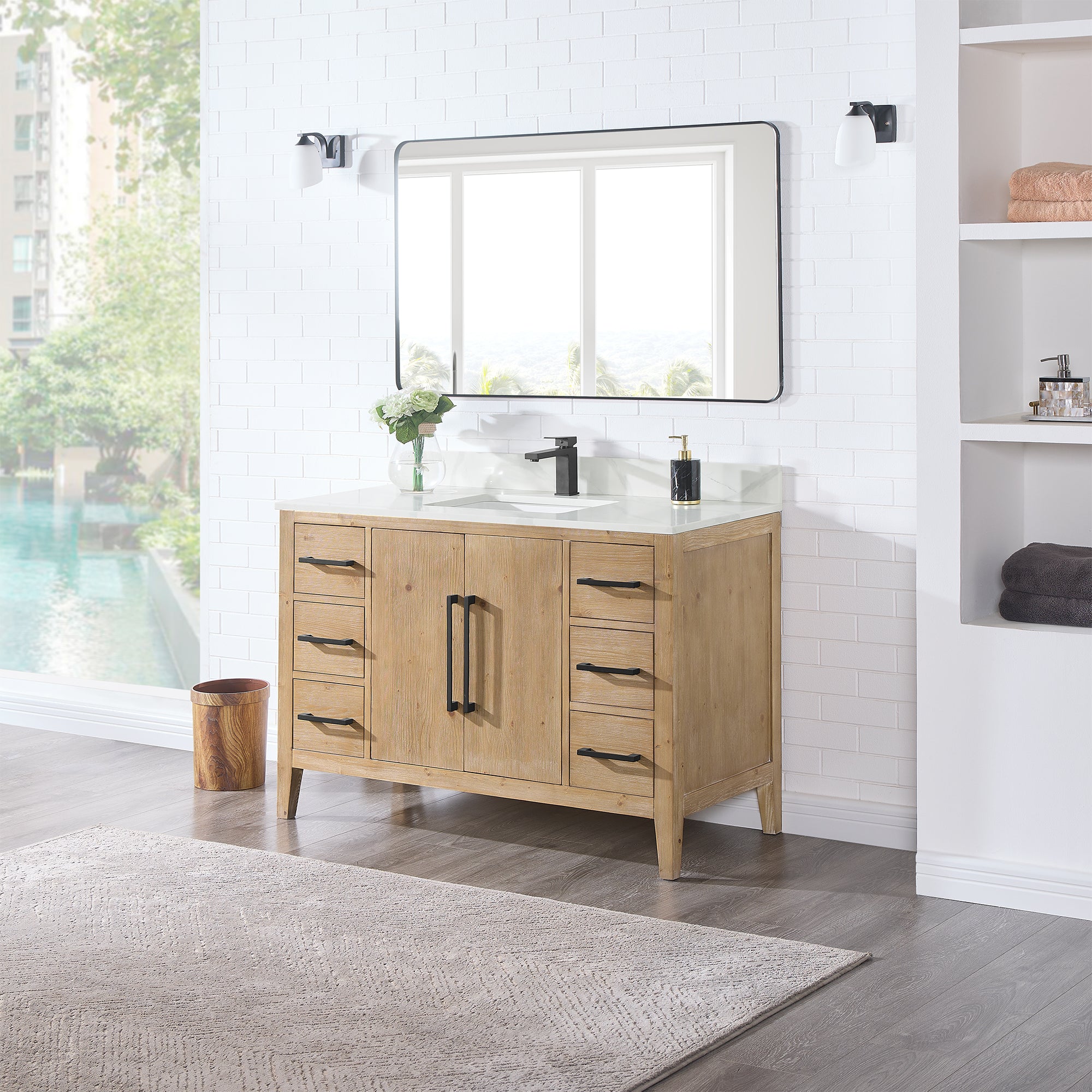 Laurel 48" Single Bathroom Vanity with Calacatta White Quartz Countertop