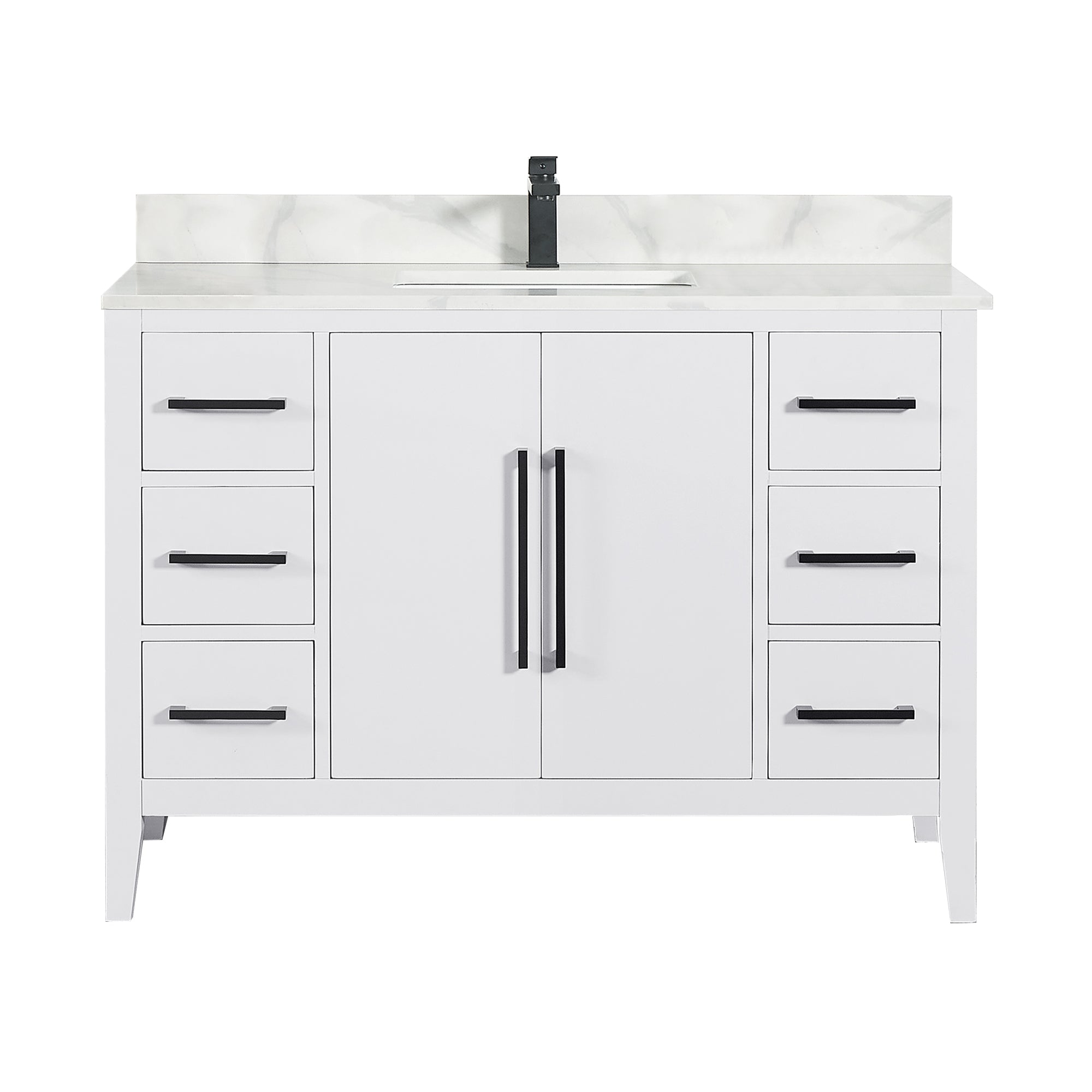 Laurel 48" Single Bathroom Vanity with Calacatta White Quartz Countertop