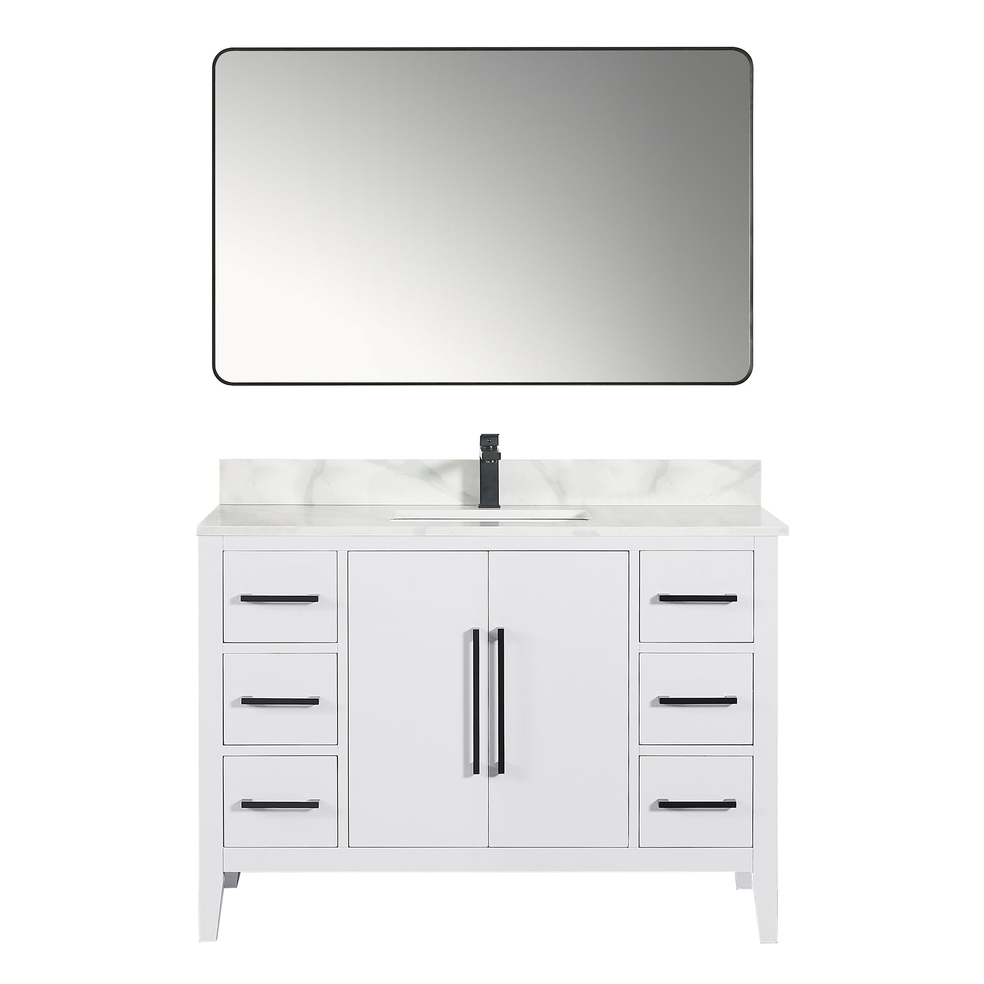 Laurel 48" Single Bathroom Vanity with Calacatta White Quartz Countertop