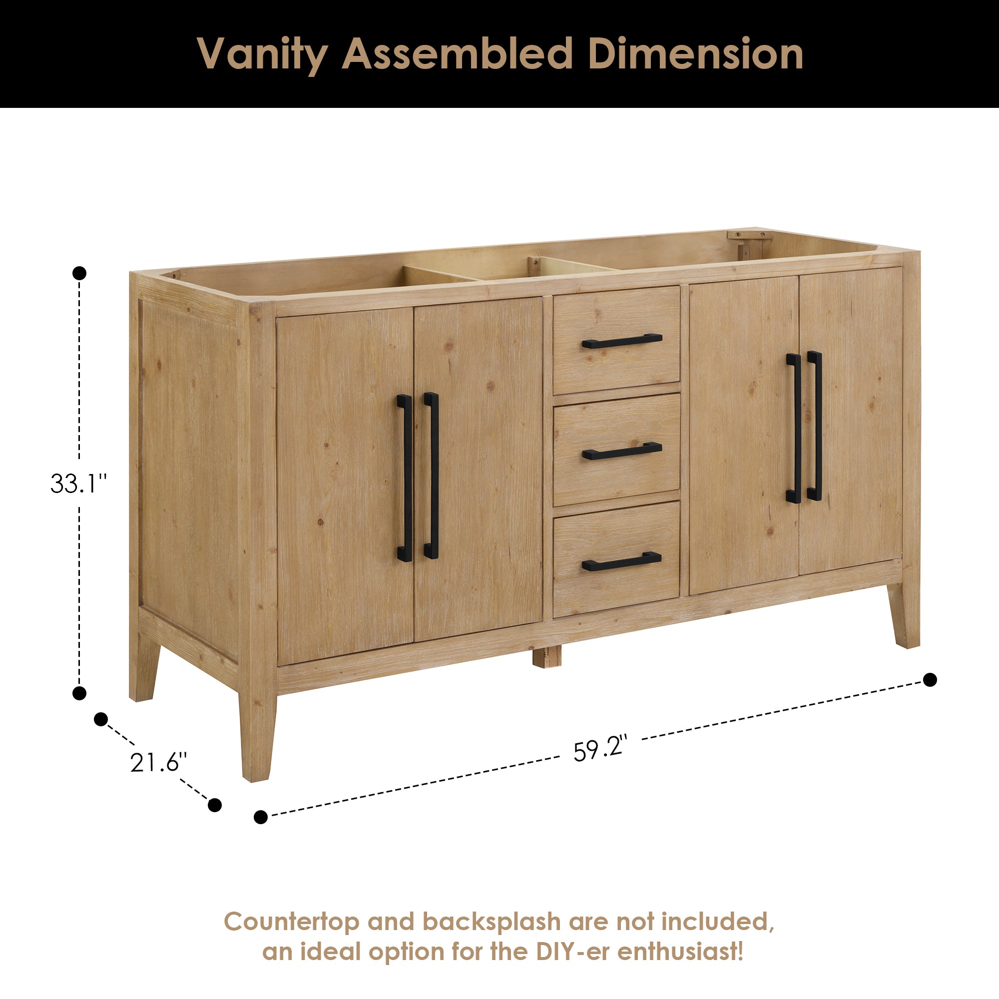 Laurel Bathroom Cabinet Vanity Base without Top and Sink, no Mirror