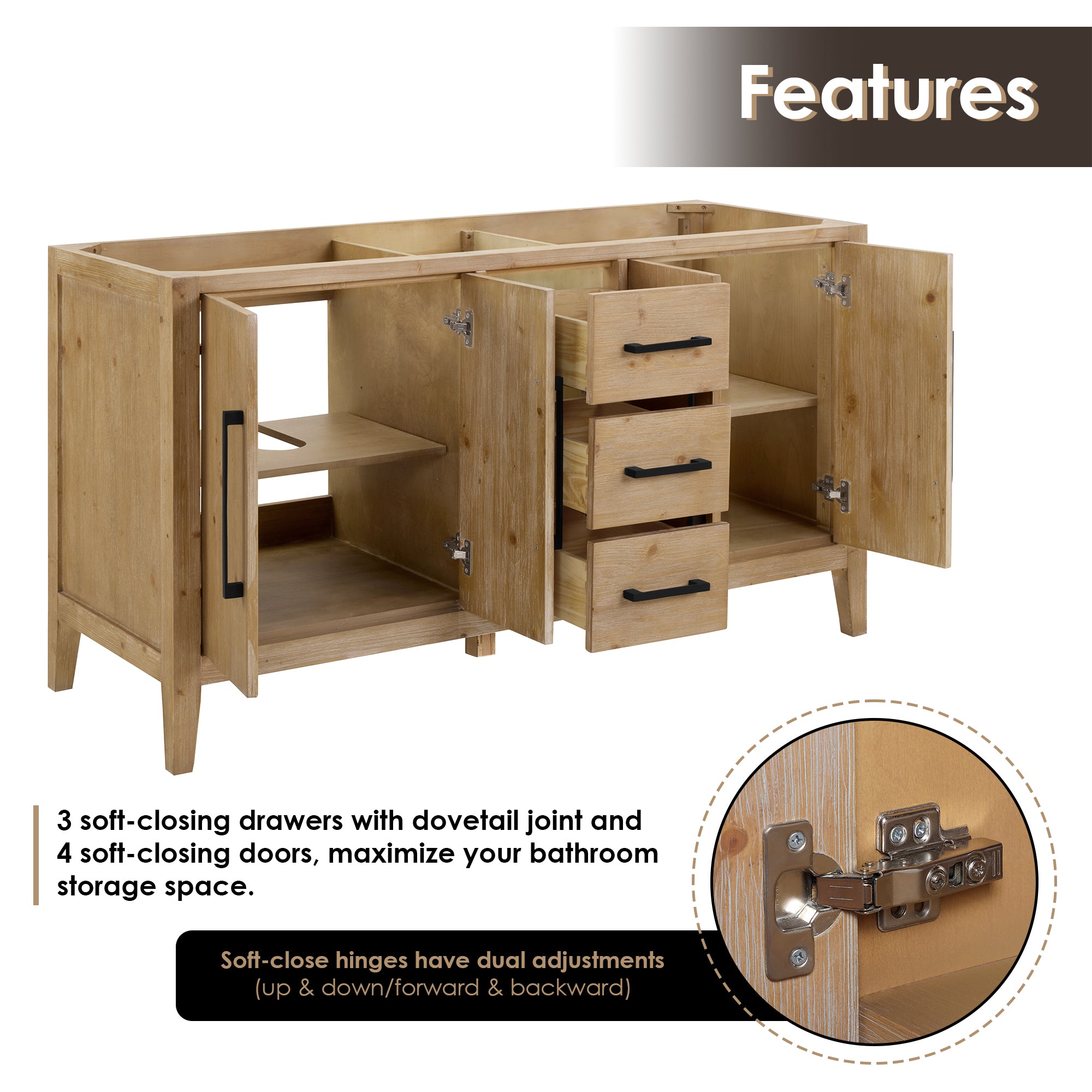 Laurel Bathroom Cabinet Vanity Base without Top and Sink, no Mirror