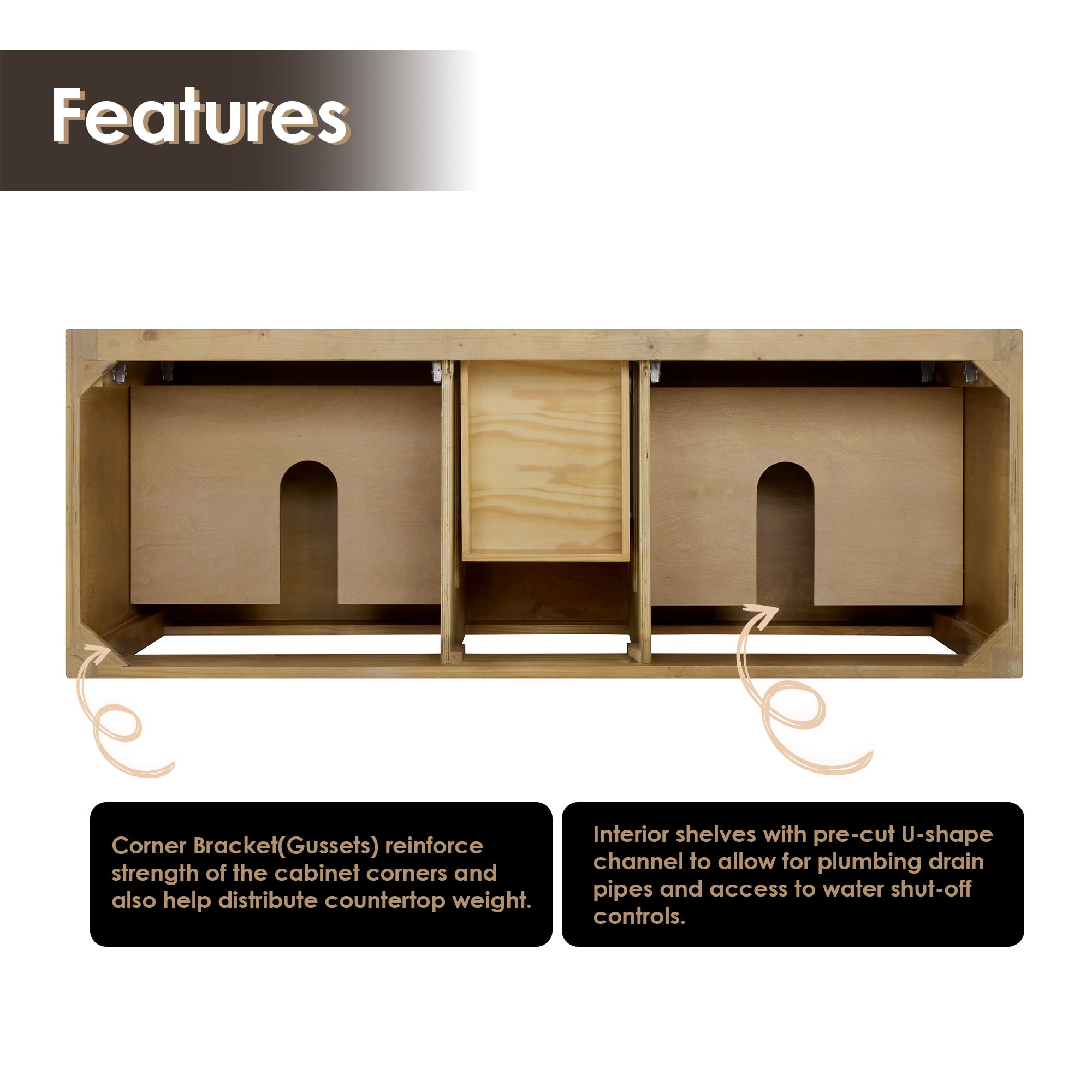 Laurel Bathroom Cabinet Vanity Base without Top and Sink, no Mirror