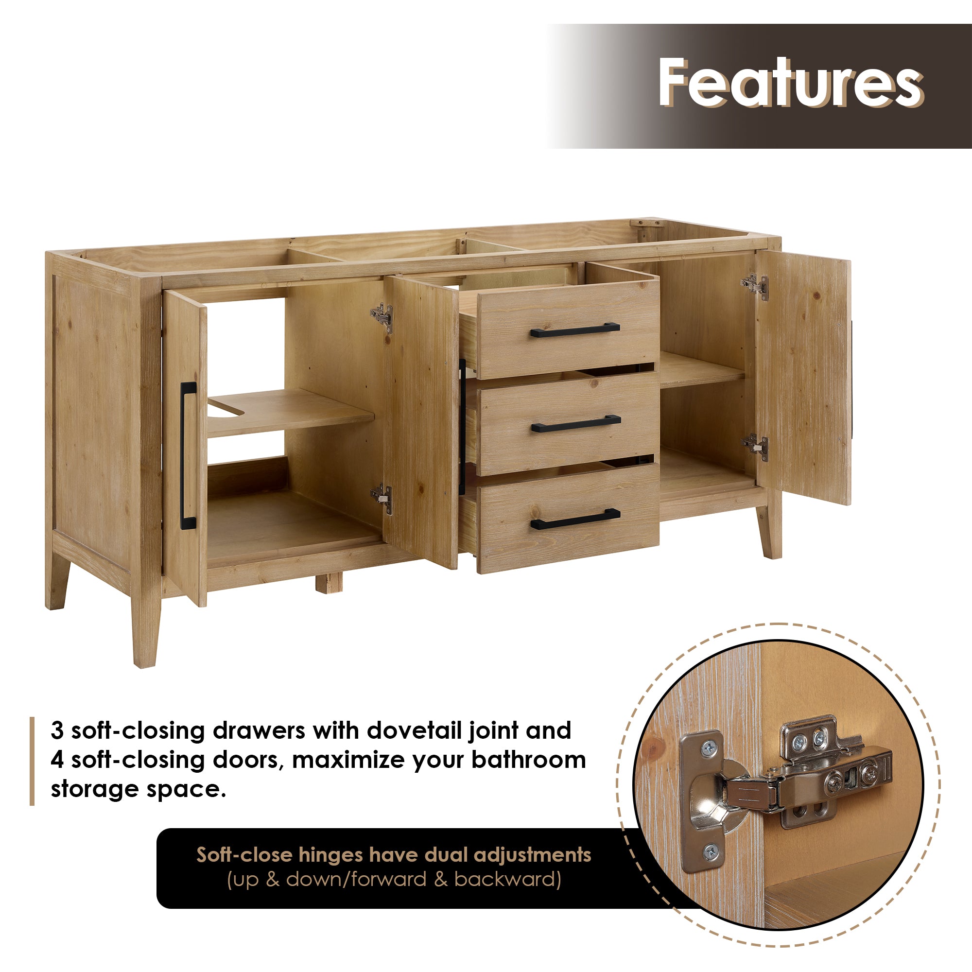 Laurel Bathroom Cabinet Vanity Base without Top and Sink, no Mirror
