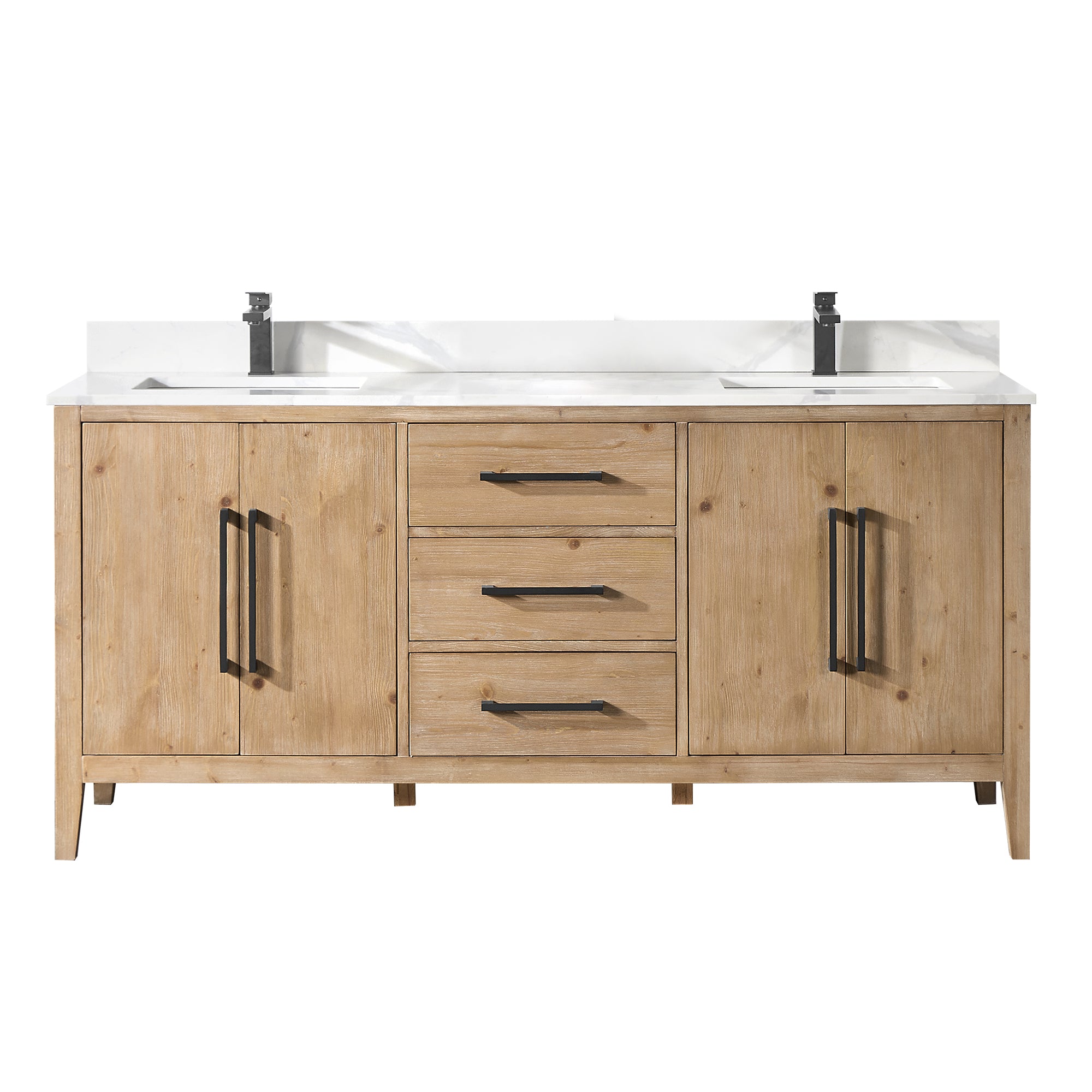 Laurel 72" Double Bathroom Vanity with Calacatta White Quartz Countertop