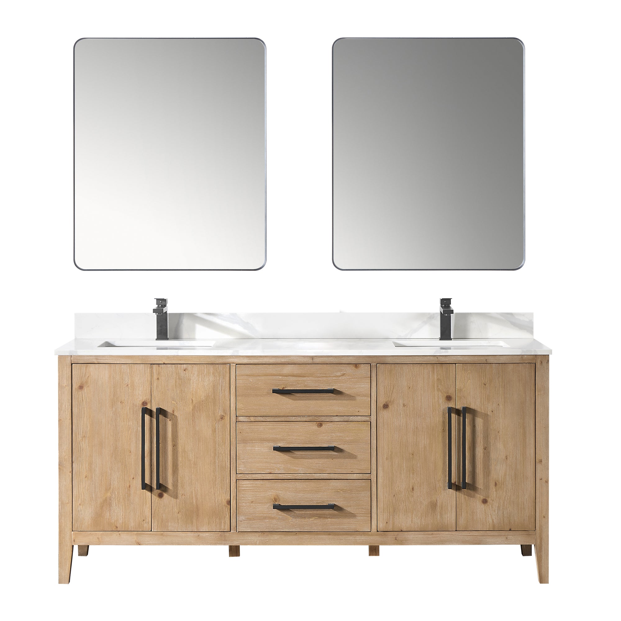 Laurel 72" Double Bathroom Vanity with Calacatta White Quartz Countertop