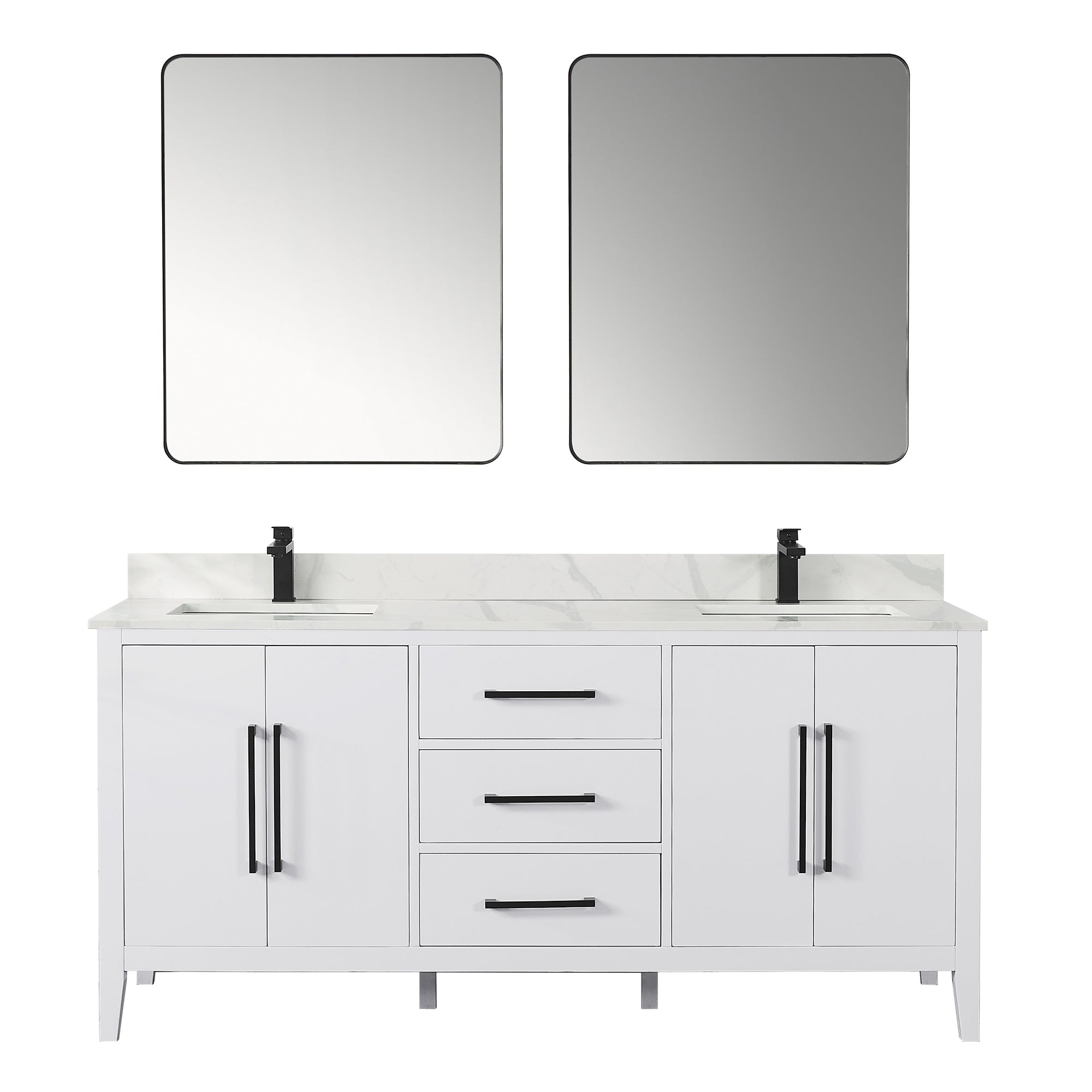 Laurel 72" Double Bathroom Vanity with Calacatta White Quartz Countertop