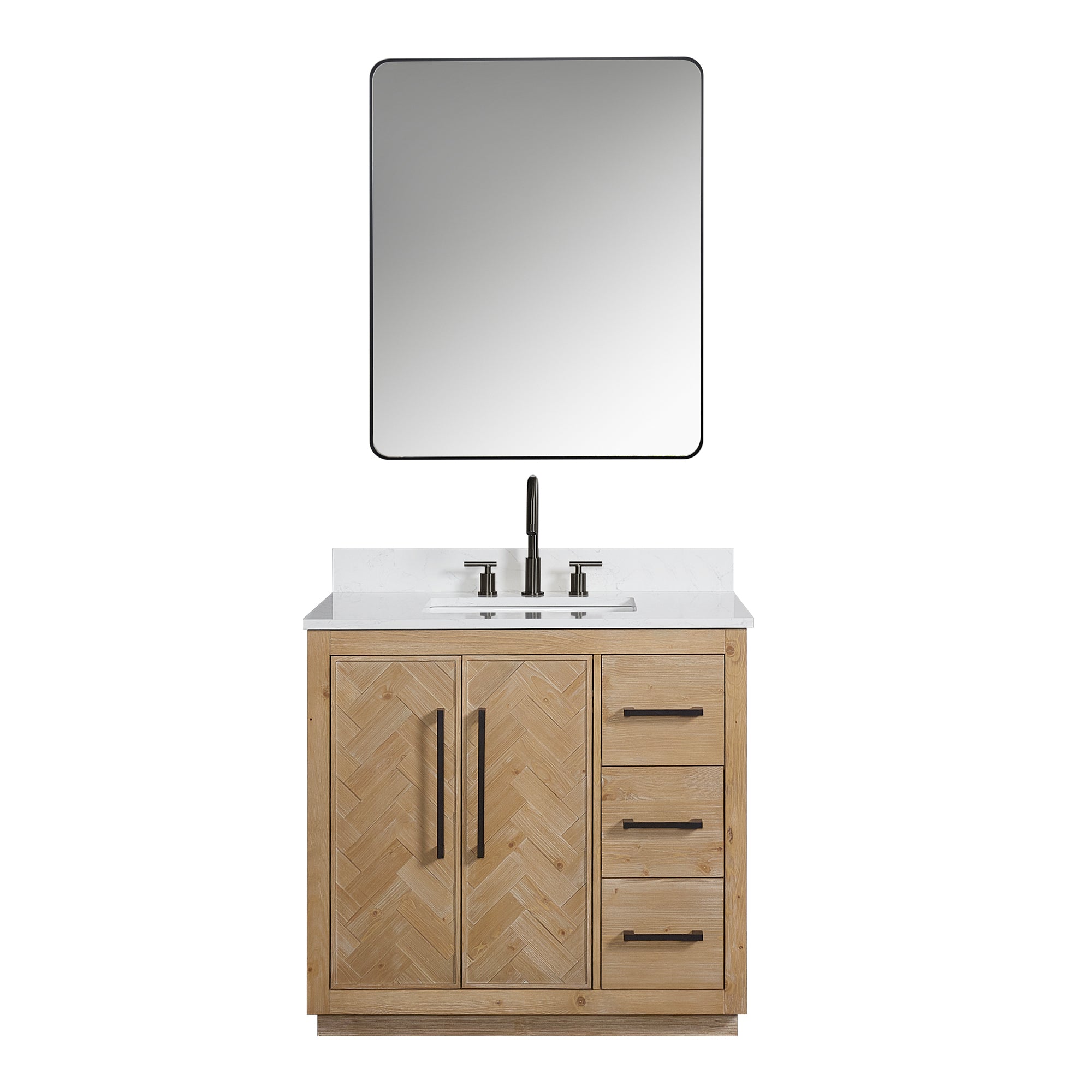 Bellavia 36" Single Bathroom Vanity in Weathered Fir with Engineered Stone Countertop