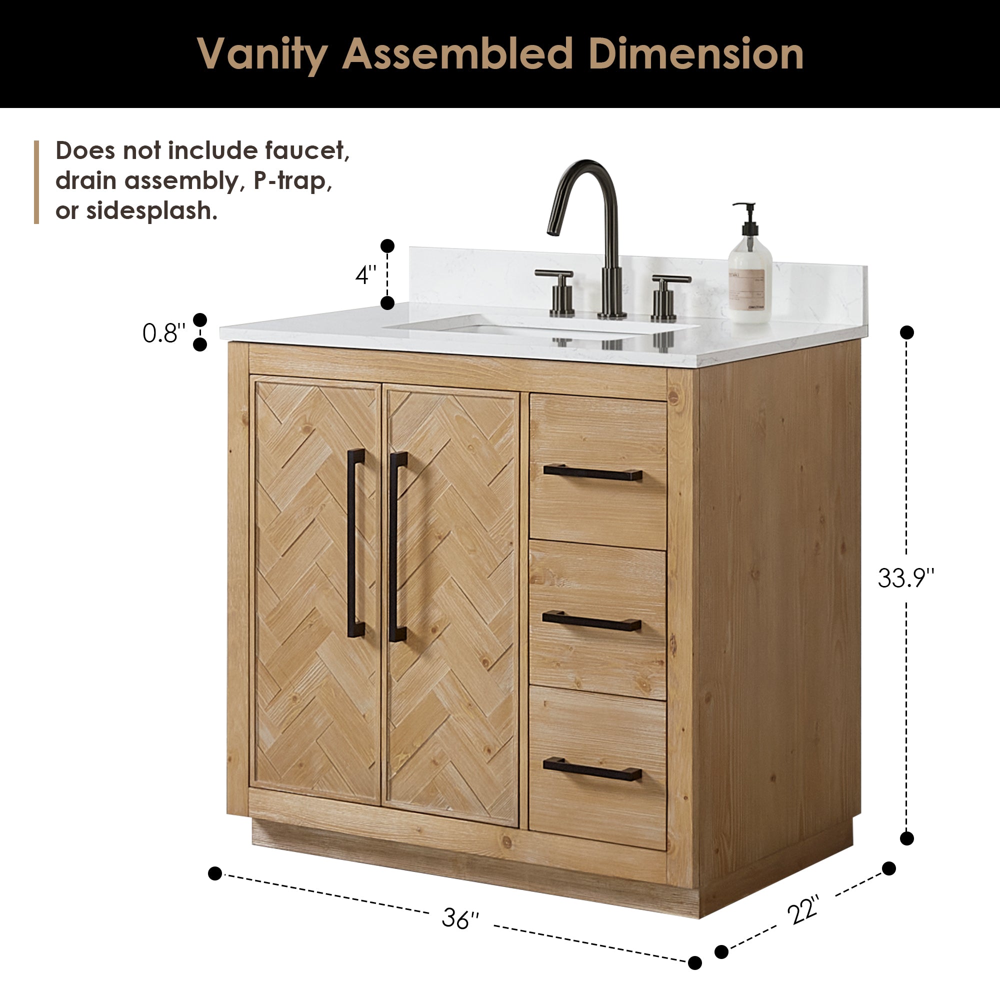 Bellavia 36" Single Bathroom Vanity in Weathered Fir with Engineered Stone Countertop