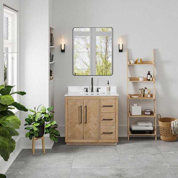 Bellavia 36" Single Bathroom Vanity in Weathered Fir with Engineered Stone Countertop