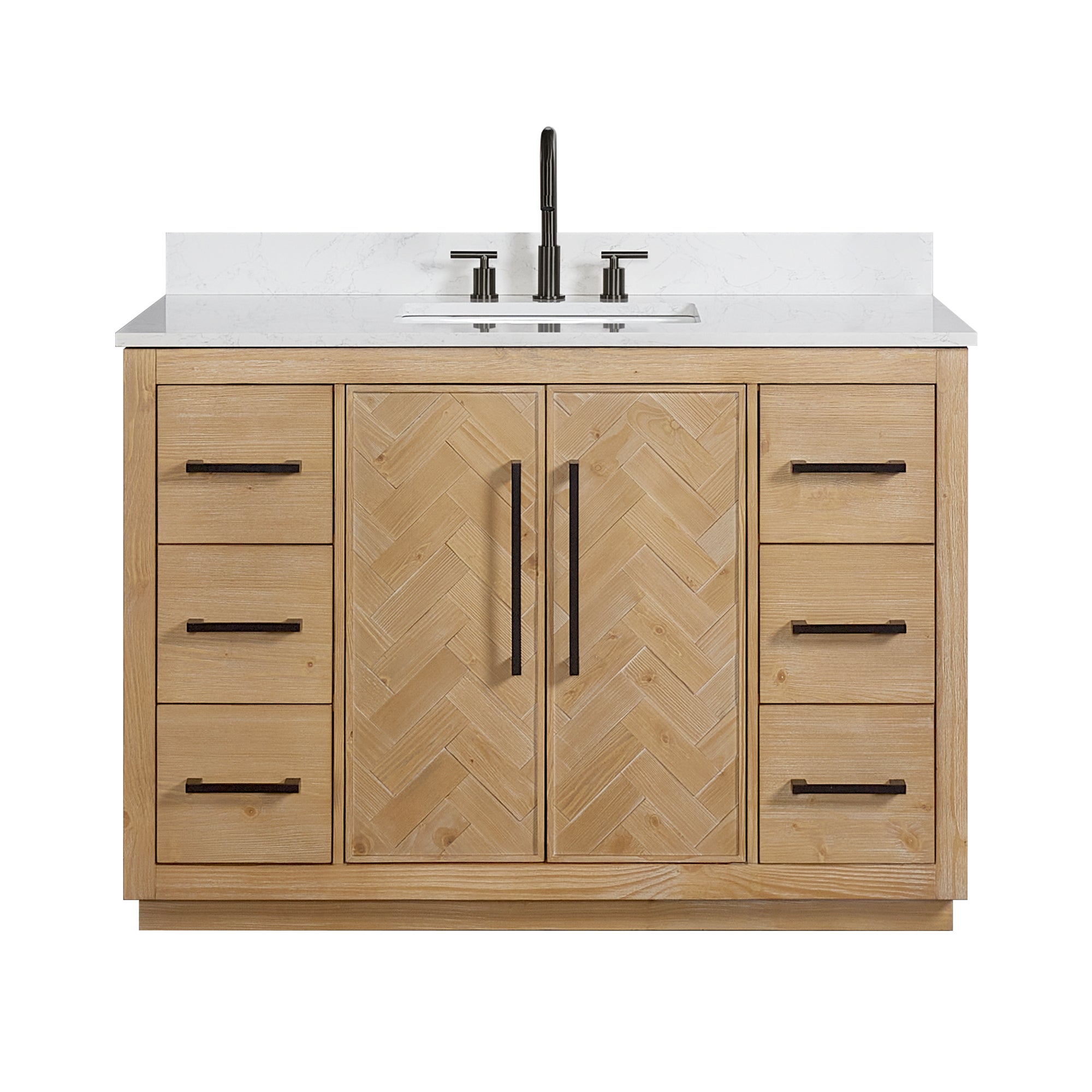 Bellavia 48" Single Bathroom Vanity in Weathered Fir with Engineered Stone Countertop