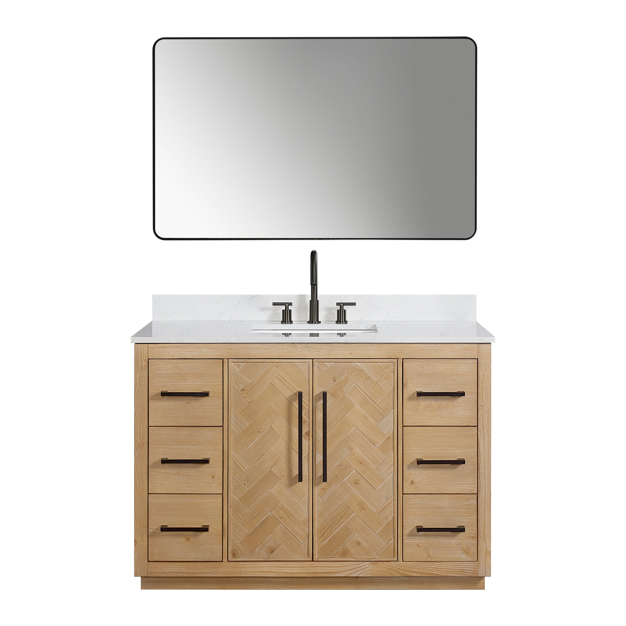 Bellavia 48" Single Bathroom Vanity in Weathered Fir with Engineered Stone Countertop