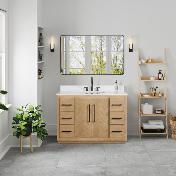 Bellavia 48" Single Bathroom Vanity in Weathered Fir with Engineered Stone Countertop