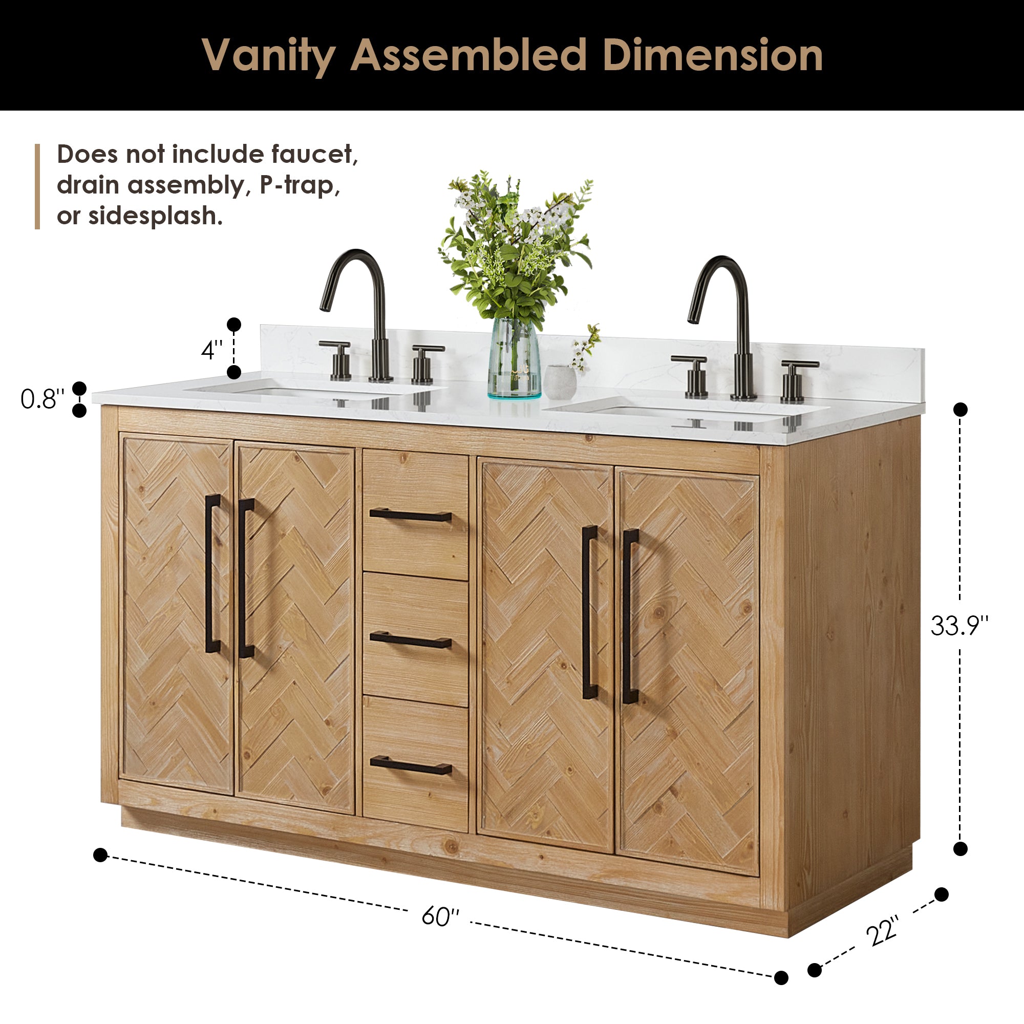 Bellavia 60" Double Bathroom Vanity in Weathered Fir with Engineered Stone Countertop